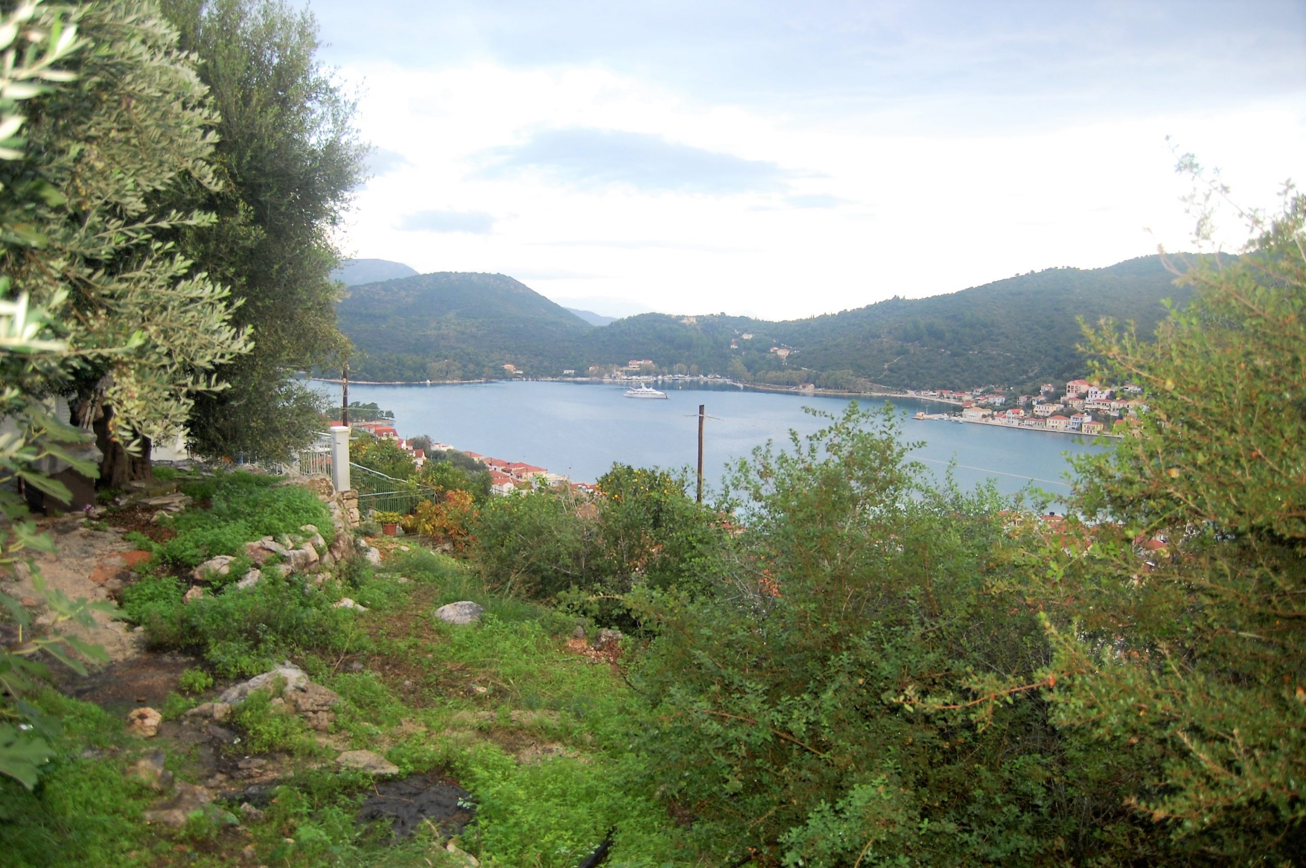 Sea view and terrain of land with ruin for sale in Ithaca Greece Vathi