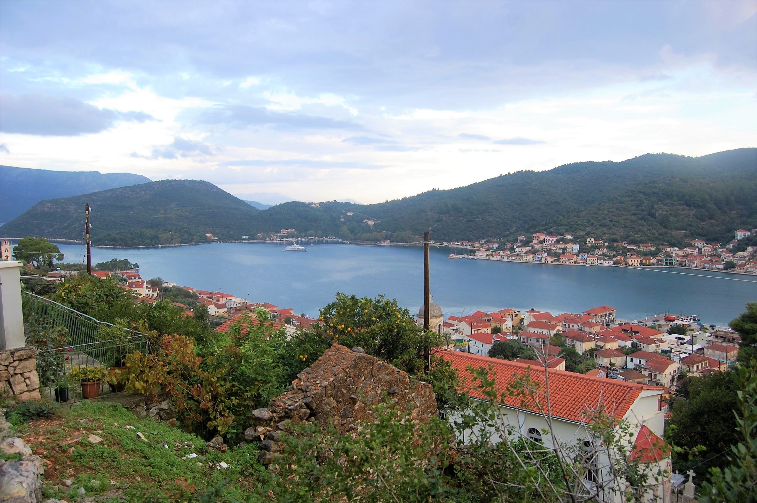 Sea view of land with ruin for sale in Ithaca Greece Vathi