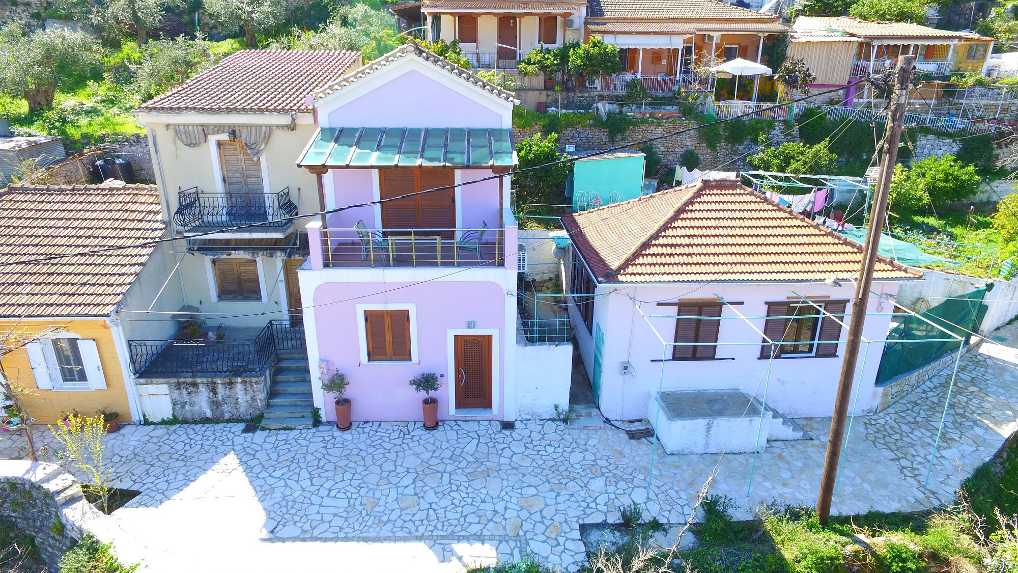 Aerial view of house for sale Ithaca Greece, Vathi