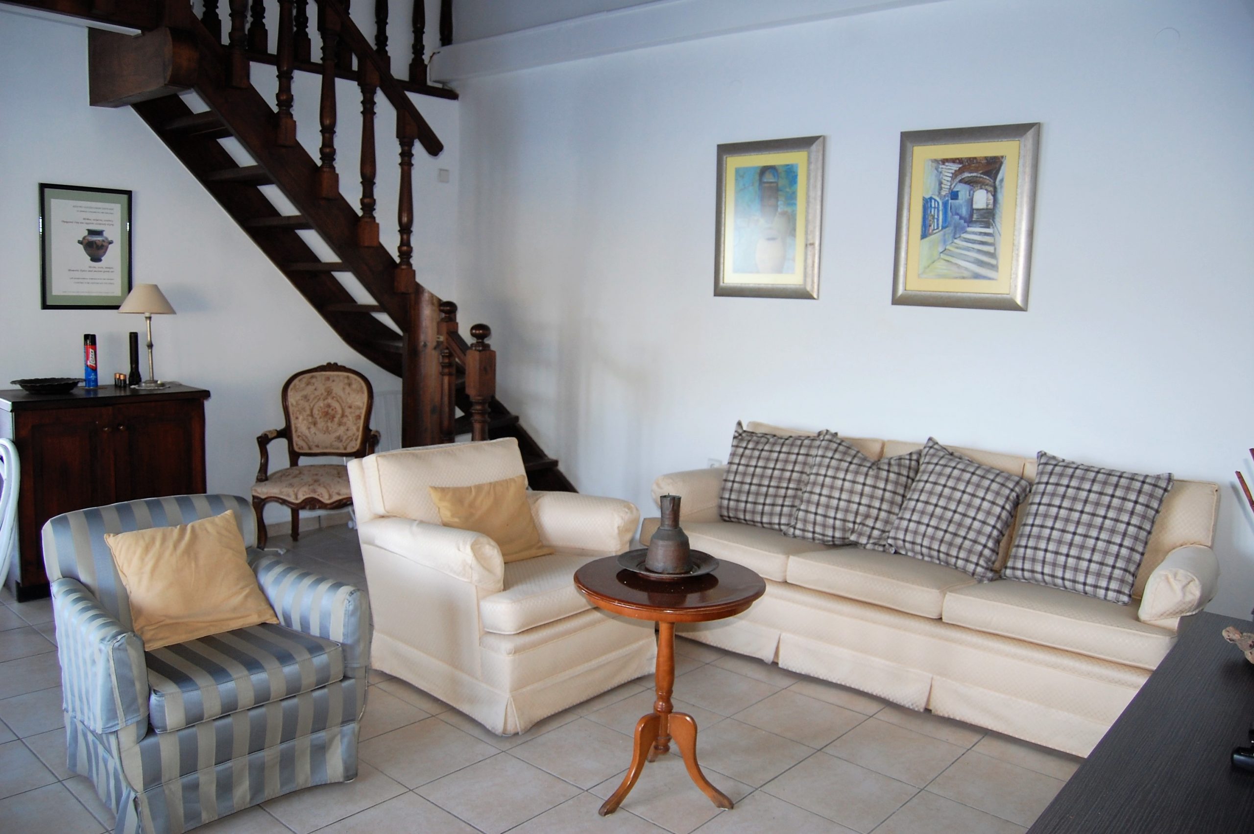 Interior living area of house for rent Ithaca Greece, Frikes