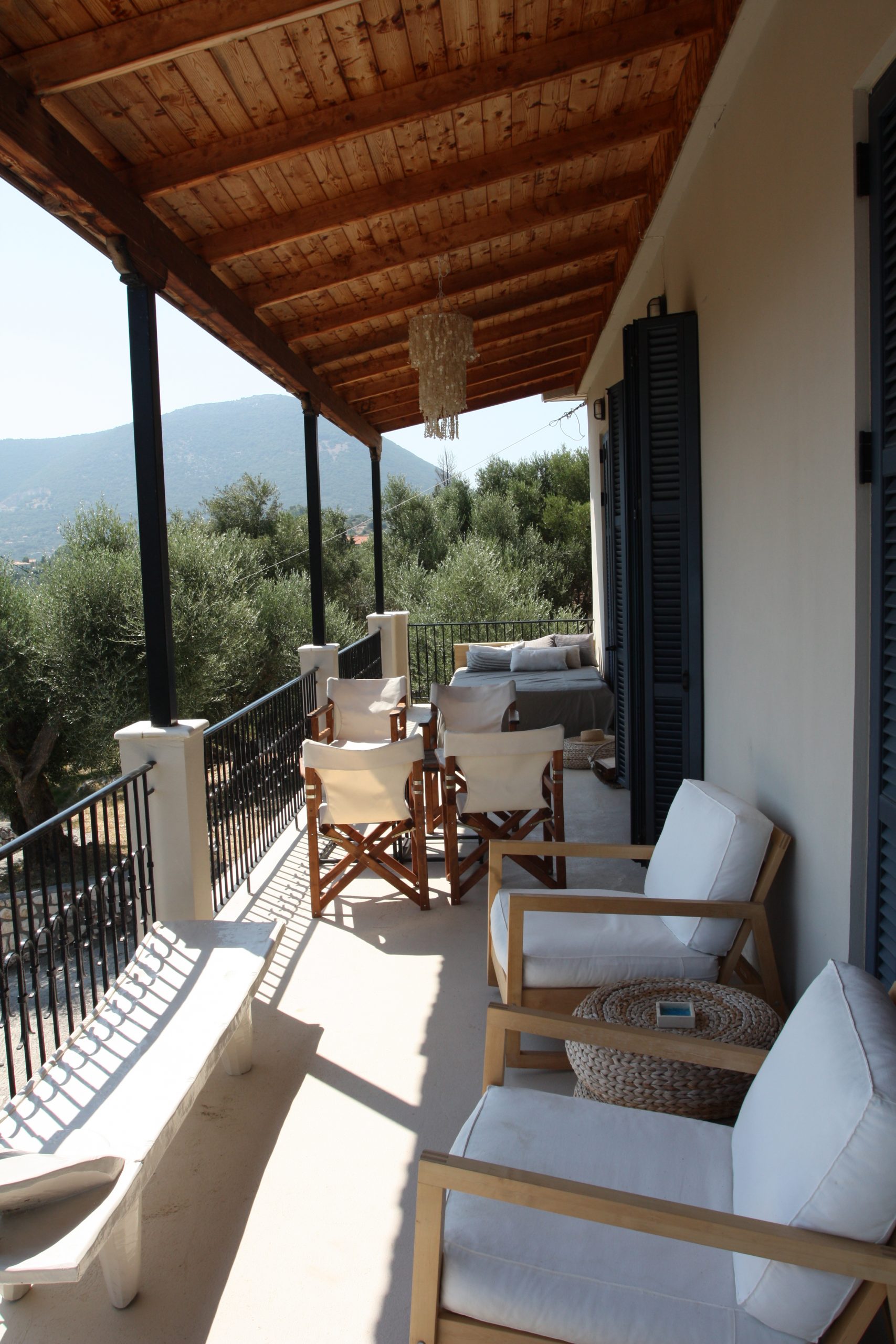 Balcony with view of house for rent Ithaca Greece, Kolleri