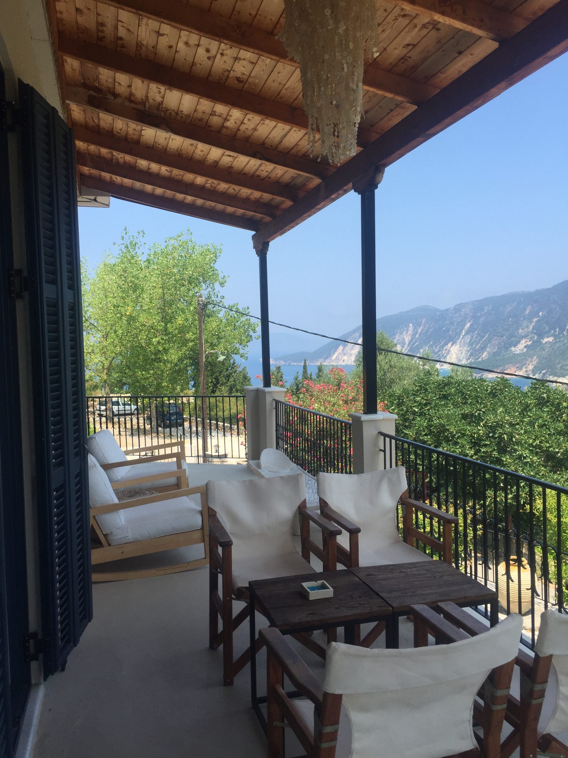 Balcony with view of house for rent Ithaca Greece, Kolleri