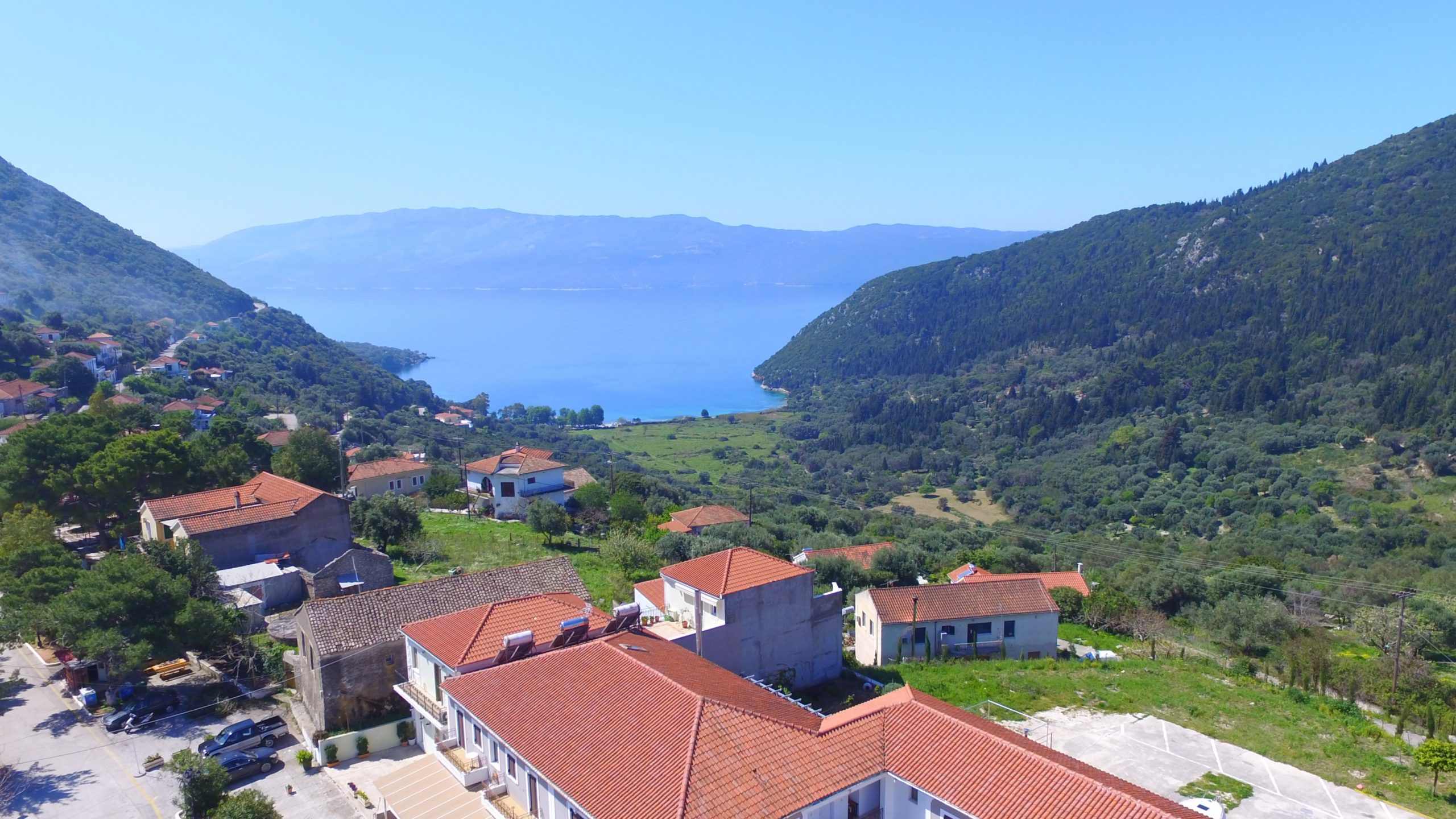 Aerial view of house for sale Ithaca Greece, Stavros