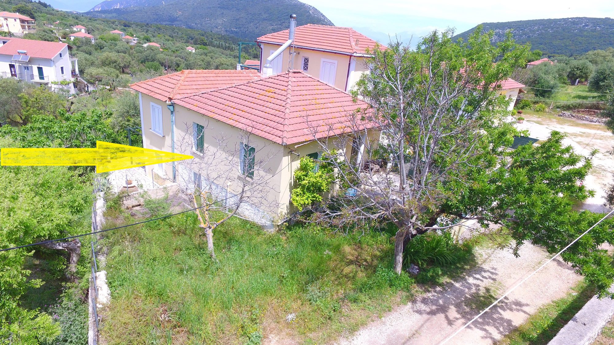 Aerial view of house for sale in Ithaca Greece Stavros