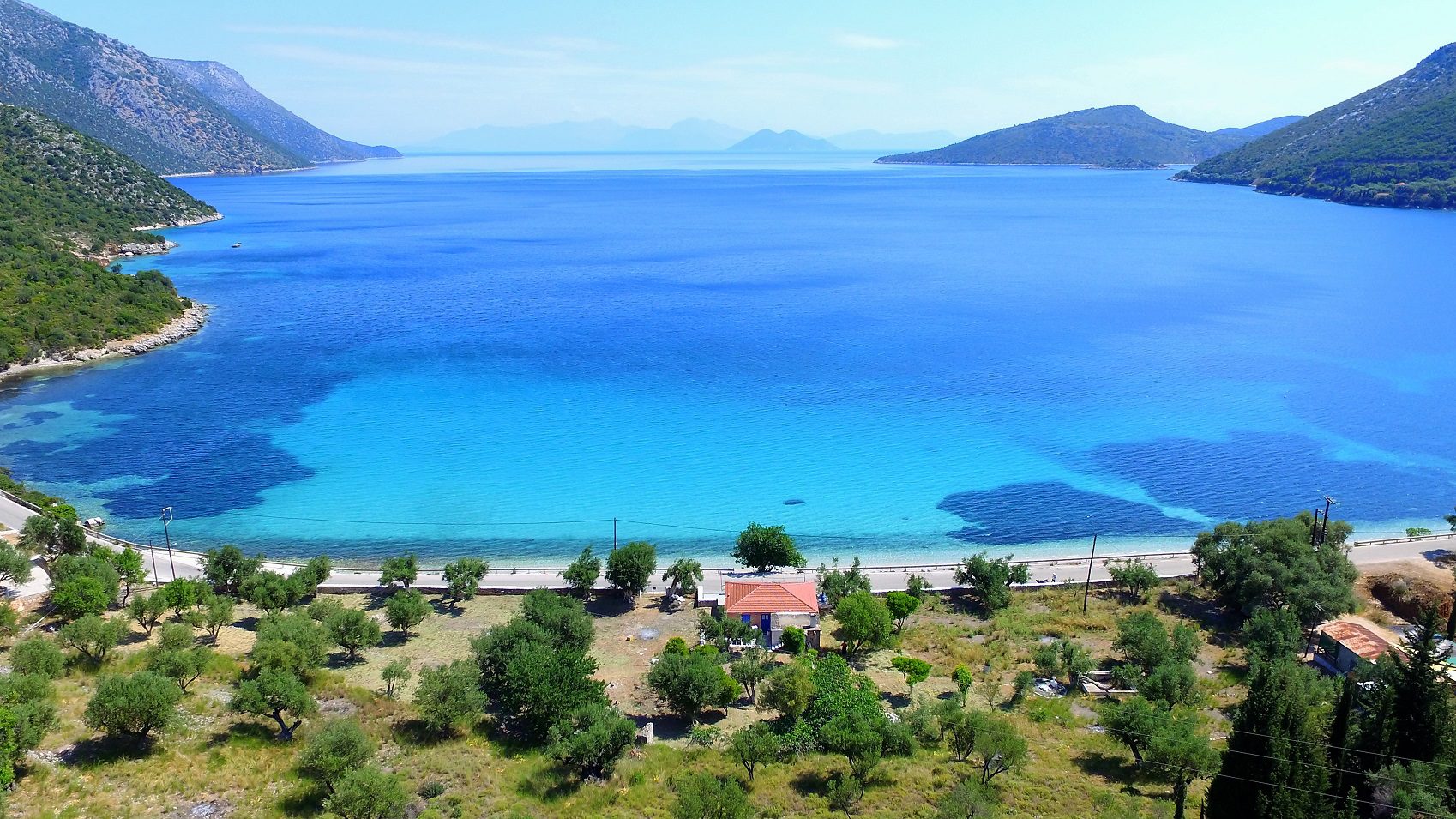Aerial view of land for sale Ithaca Greece, Brosta Aetos