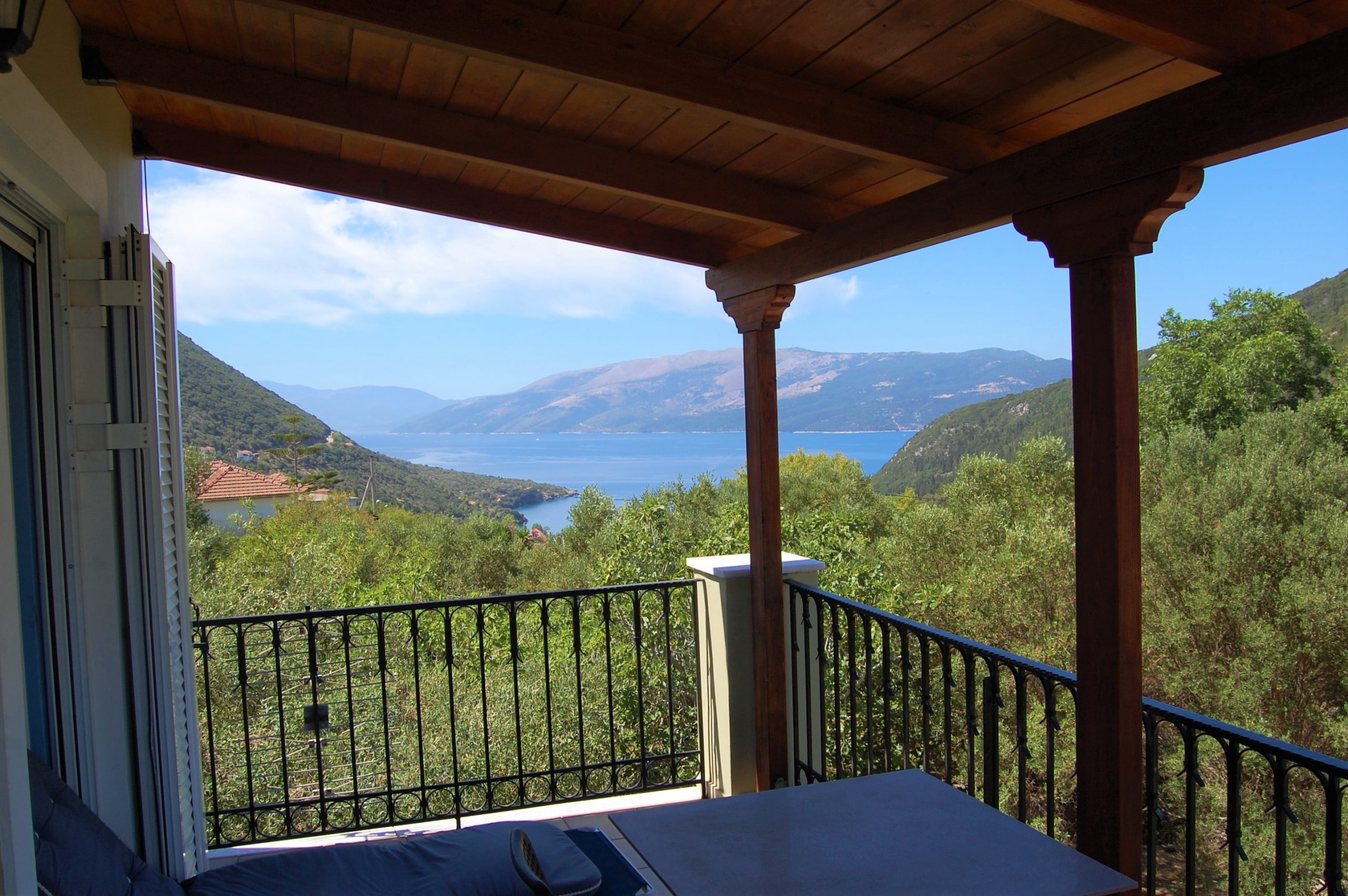 Balcony and view of house for rent in Ithaca Greece Stavros