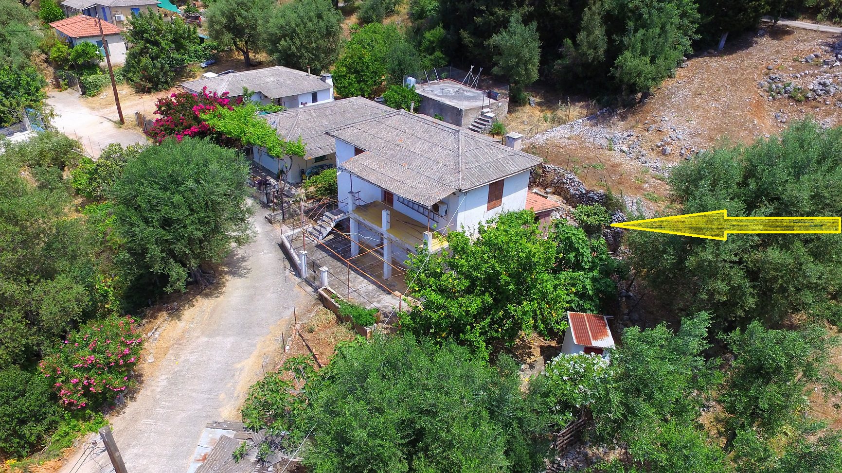 Aerial view of house for sale in Ithaca Greece, Lefki