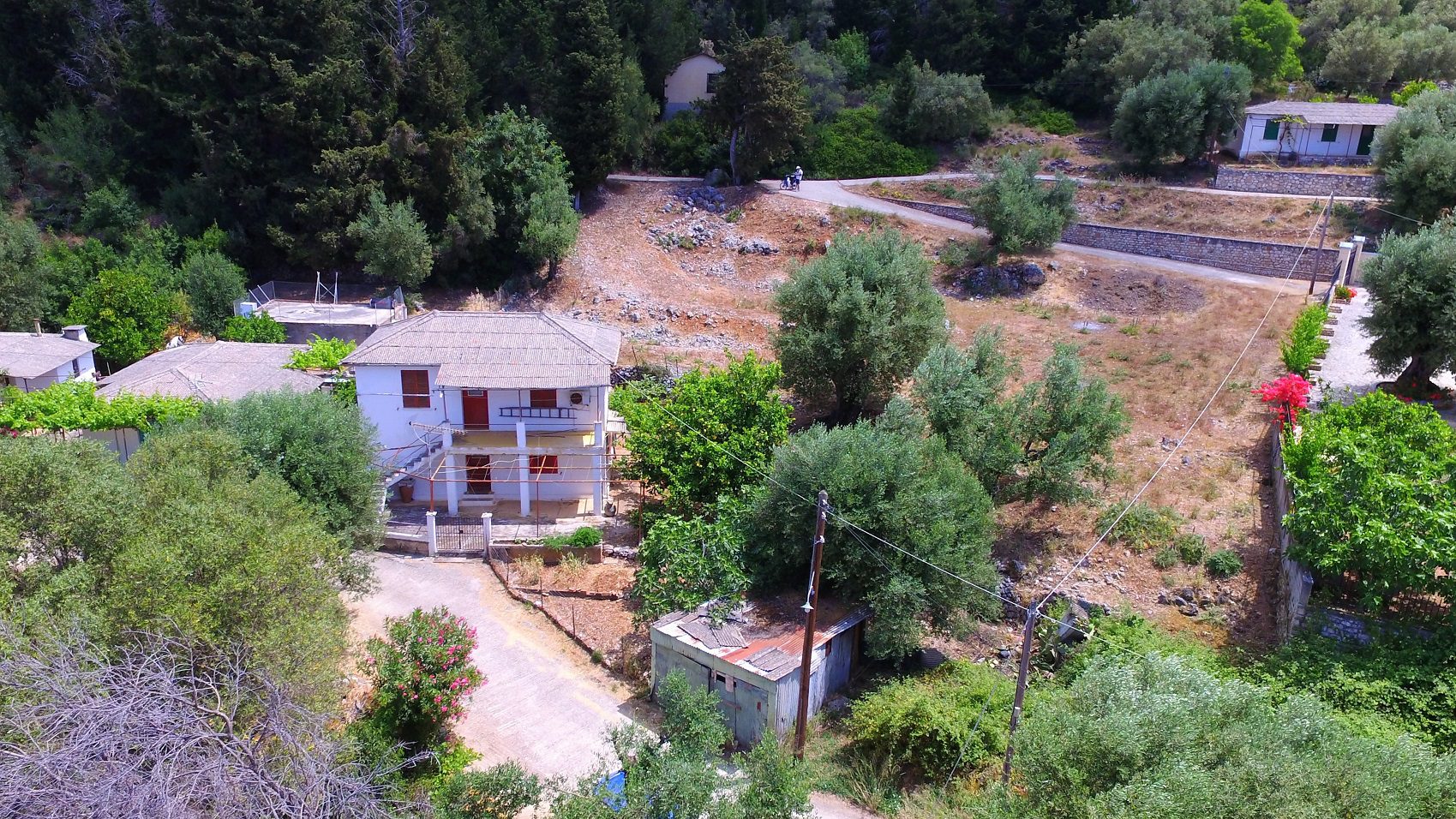 Εναέρια άποψη του σπιτιού προς πώληση στην Ιθάκη Ελλάδα, Λεύκη