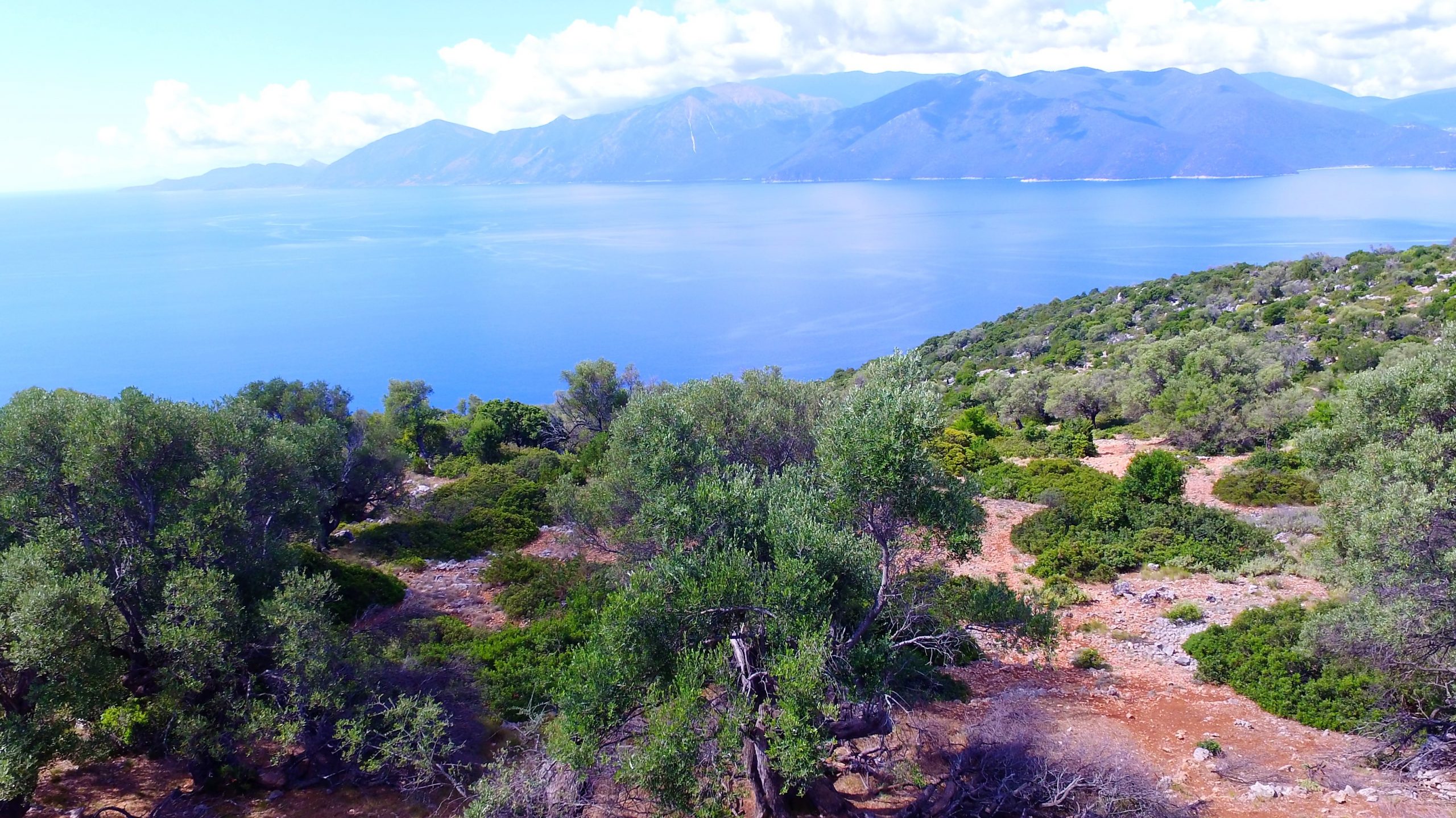 Drone aerial view of property for sale in Ithaca Greece