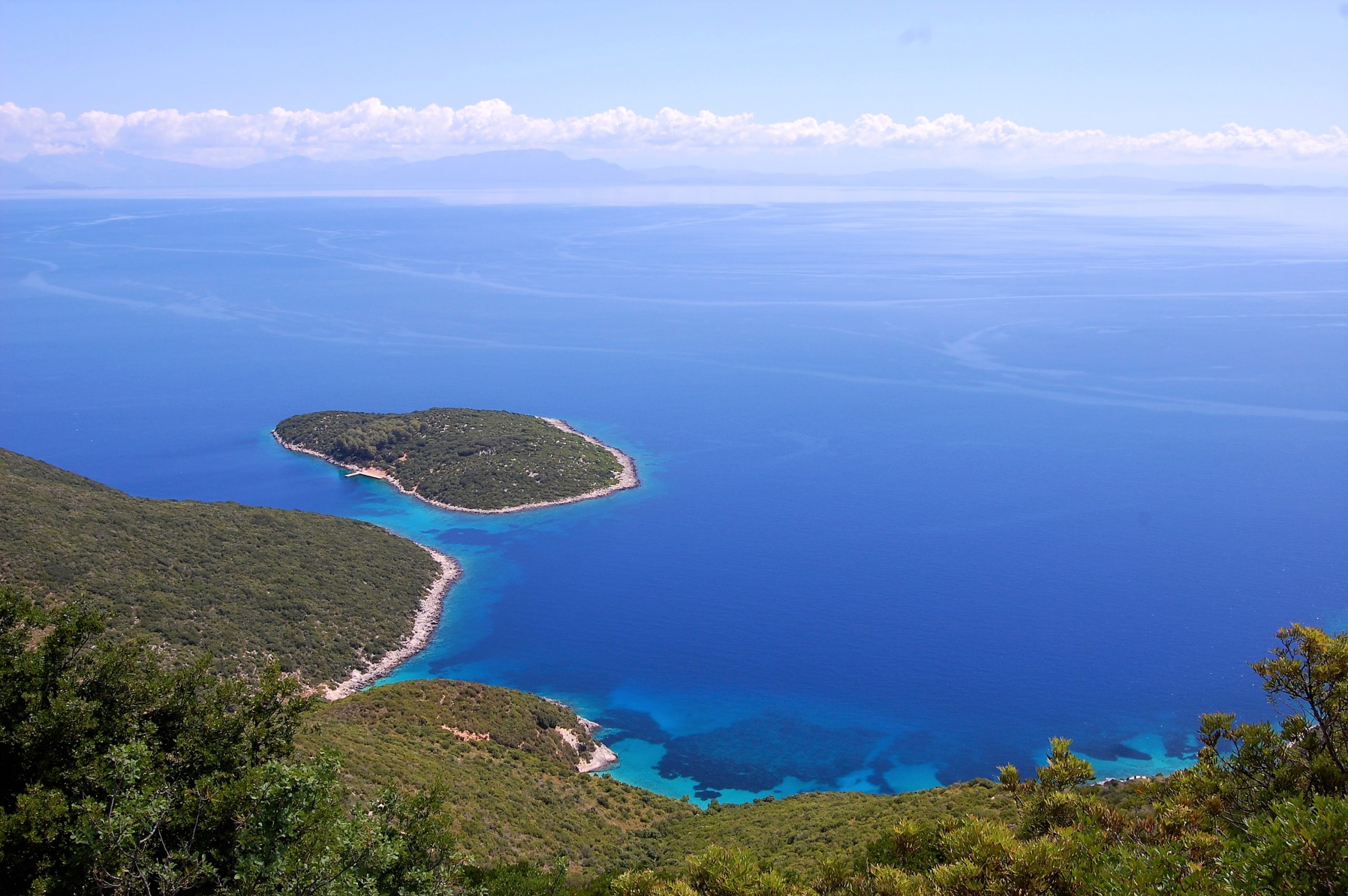 Sea view and mountain landscape of land for sale Ithaca Greece