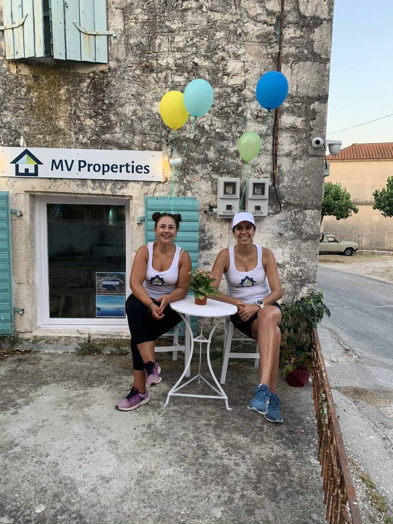 MV Properties team pose in front of their office in Stavros Ithaca