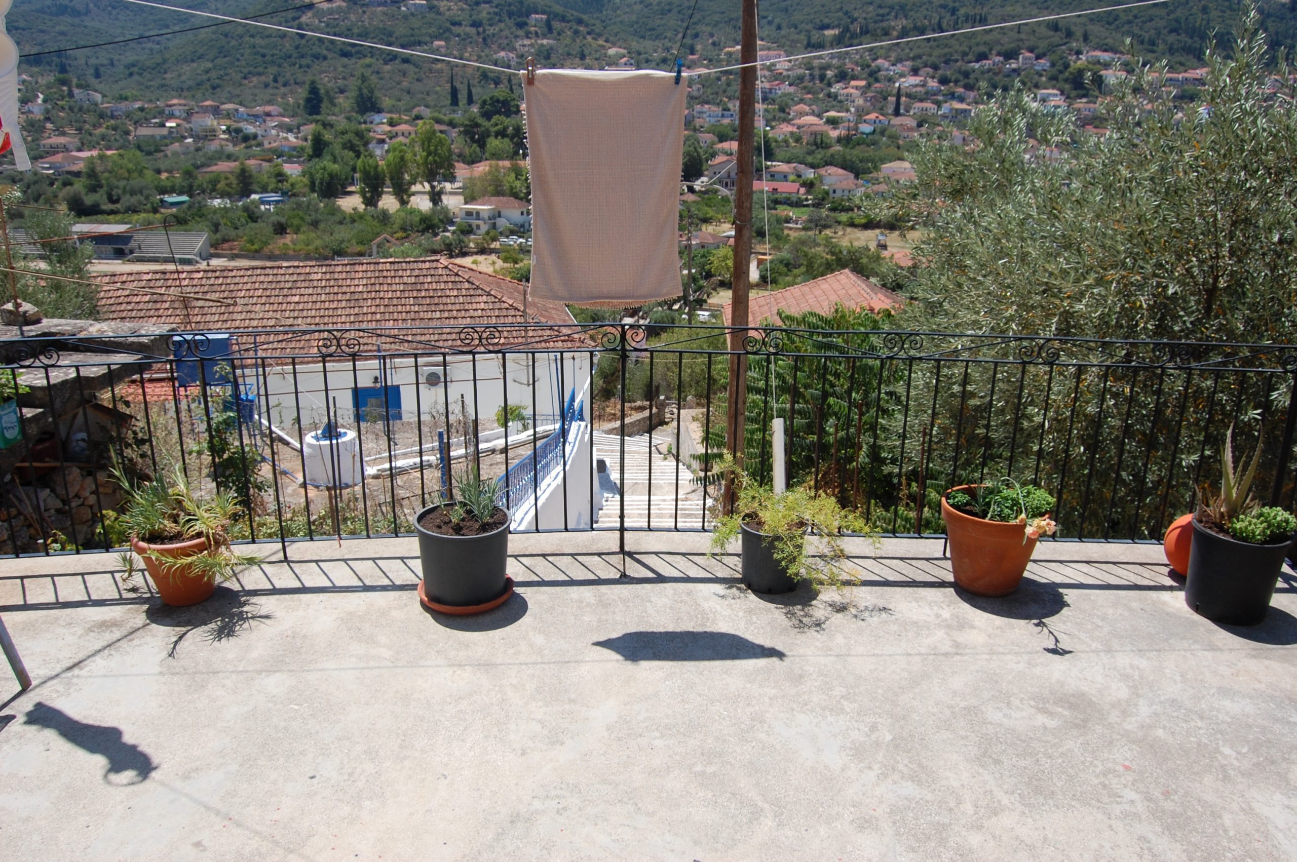 Landscape and terrace of property for sale in Ithaca Greece Vathi
