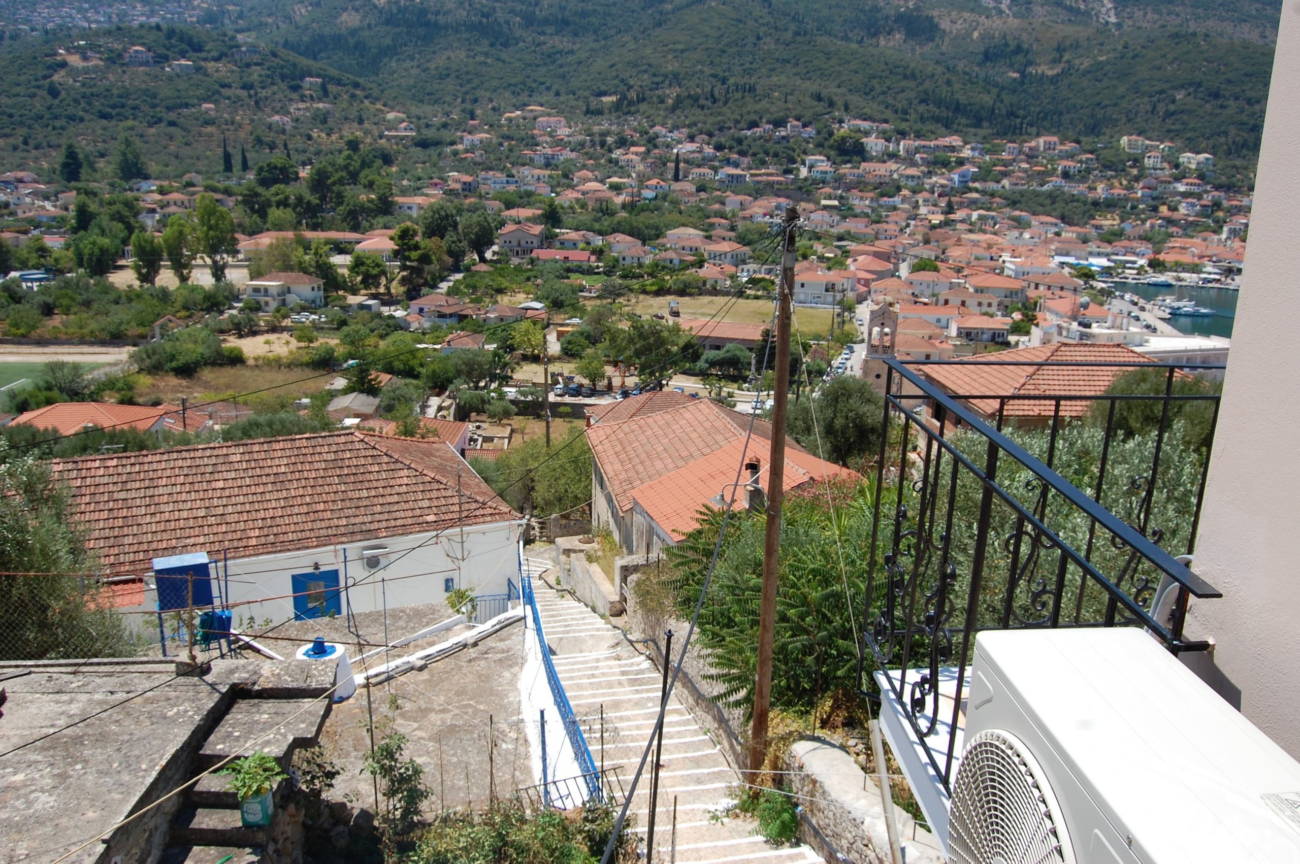 Exterior and stair access to the house for sale in Ithaca Greece Vathi