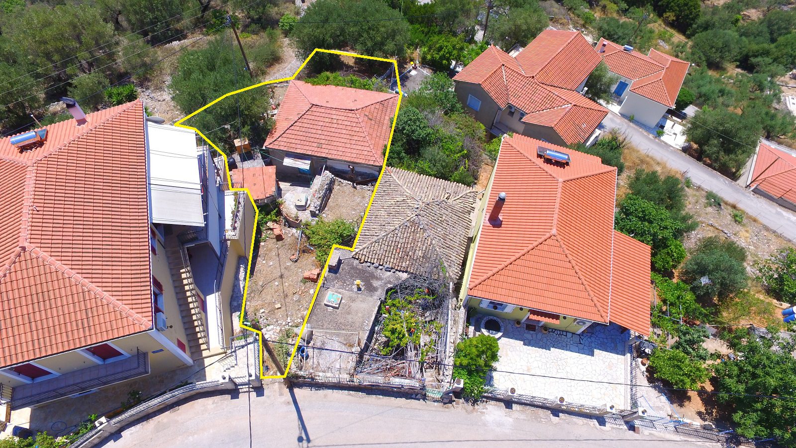 Aerial view of property for sale in Vathi Ithaca Greece
