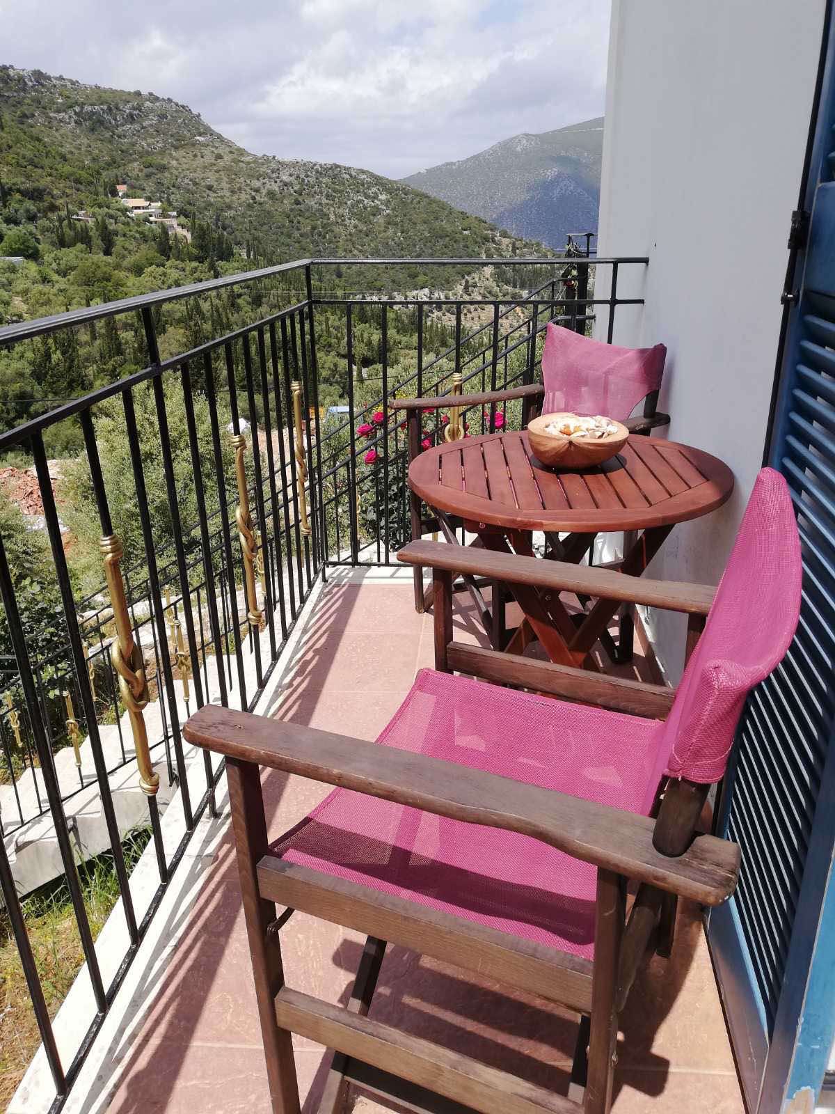Outside balcony of property for sale in Ithaca Greece Vathi