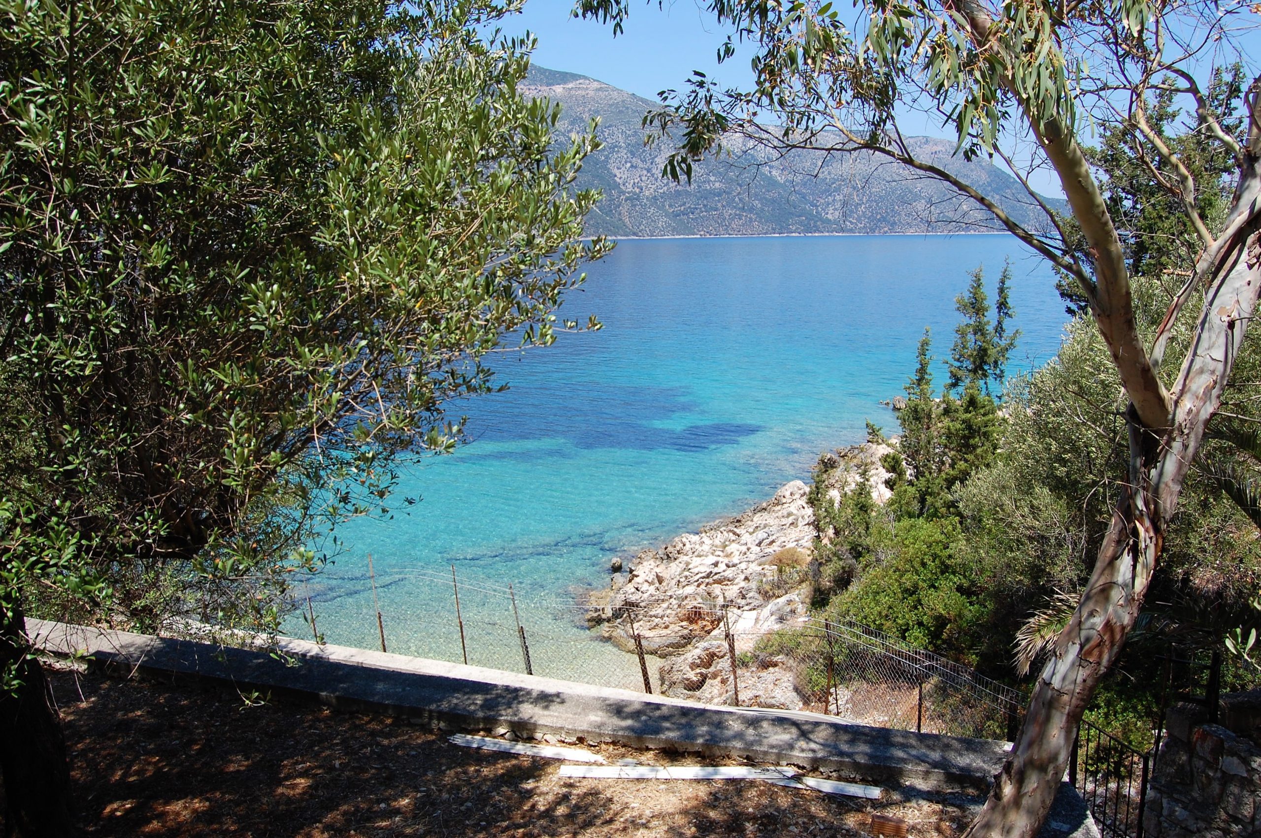 Beach access from coastal house for sale in Ithaca Greece Vathi