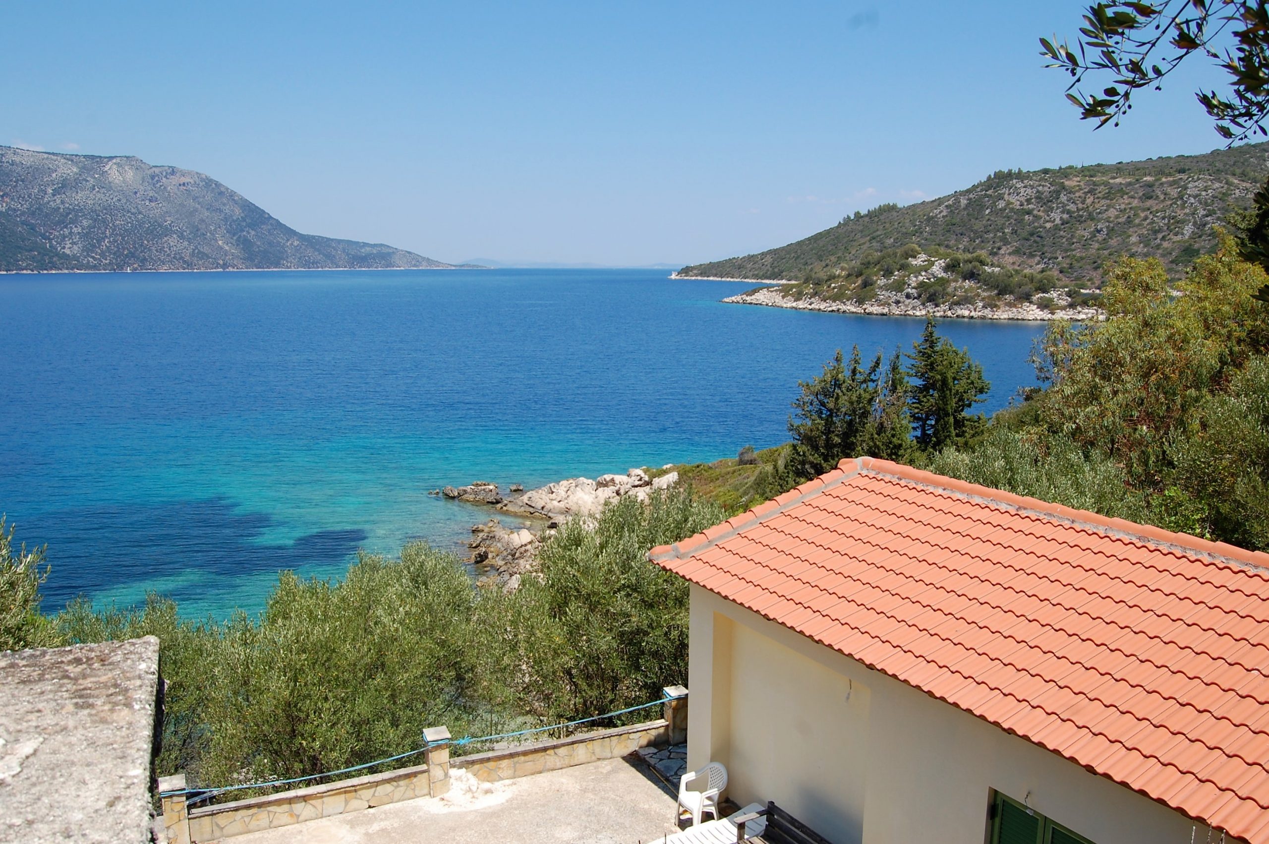 Sea view of coastal house for sale in Ithaca Greece Vathi