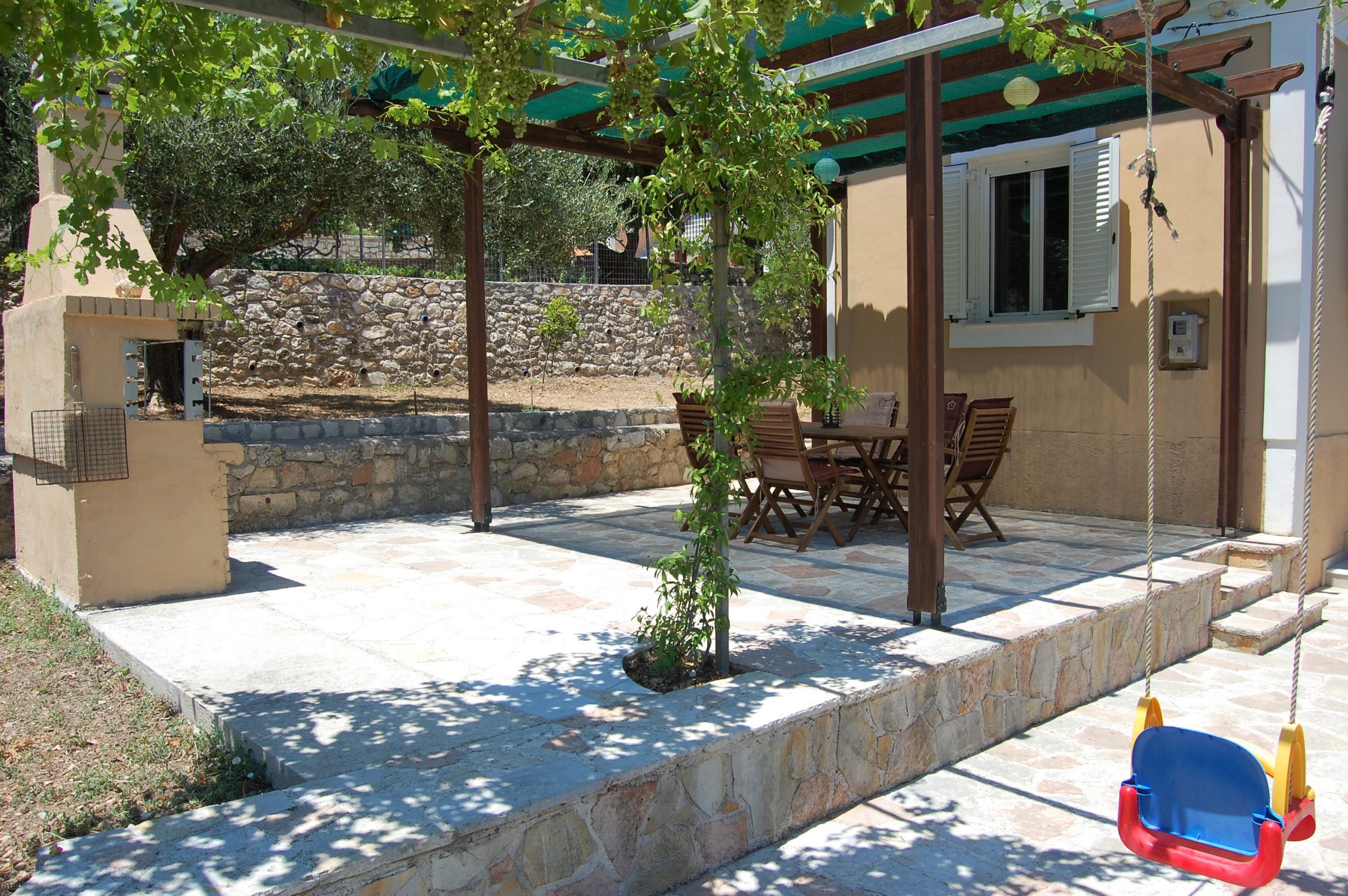 Stone terrace of rental property in Perachori Ithaca Greece