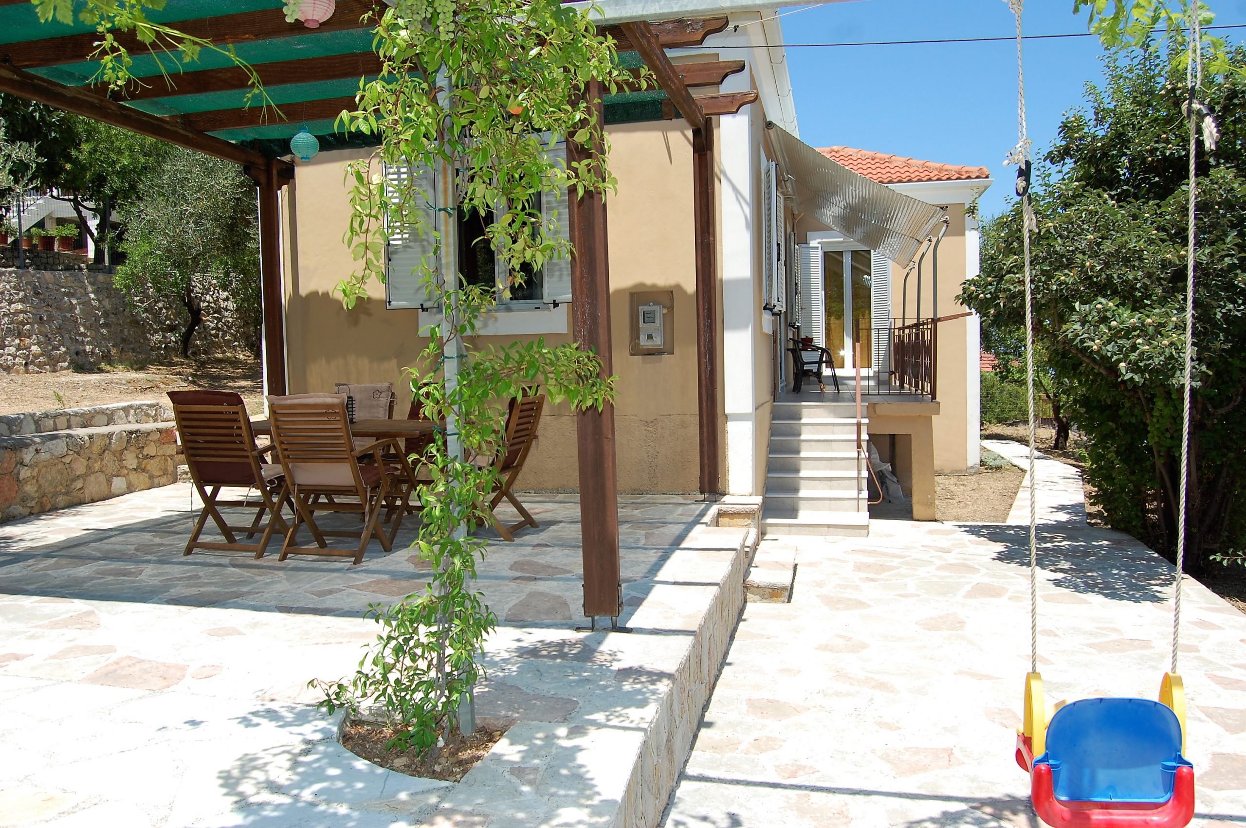 Entrance and terrace of rental property in Perachori Ithaca Greece