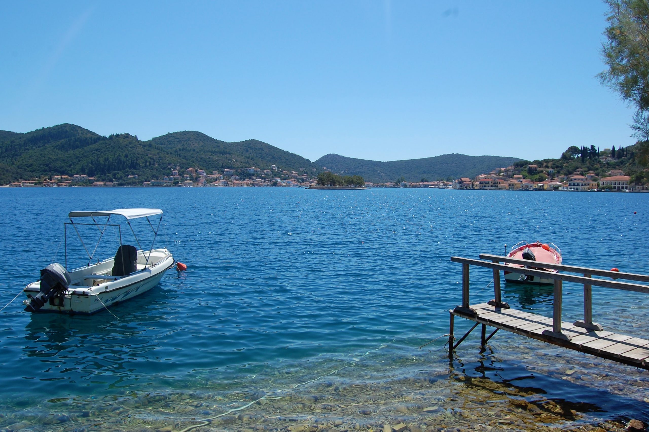 Bay view of Vathi harbour from a rental property in Ithaca Greece