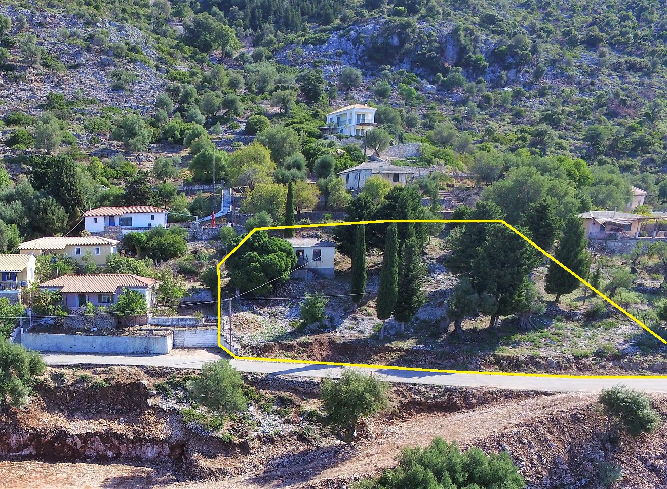 Aerial view of property for sale on Ithaca Greece