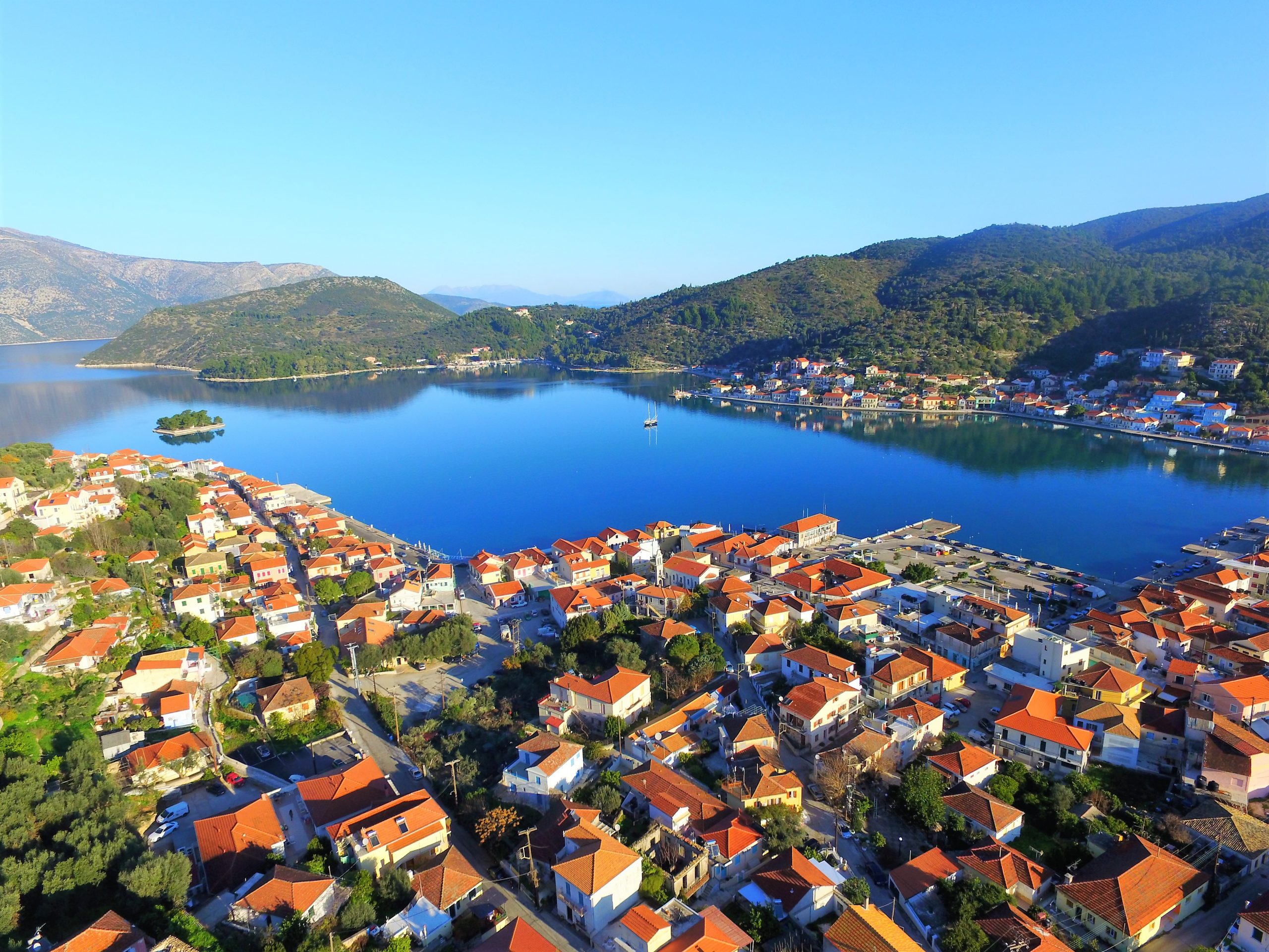 Aerial view of Vathi harbour