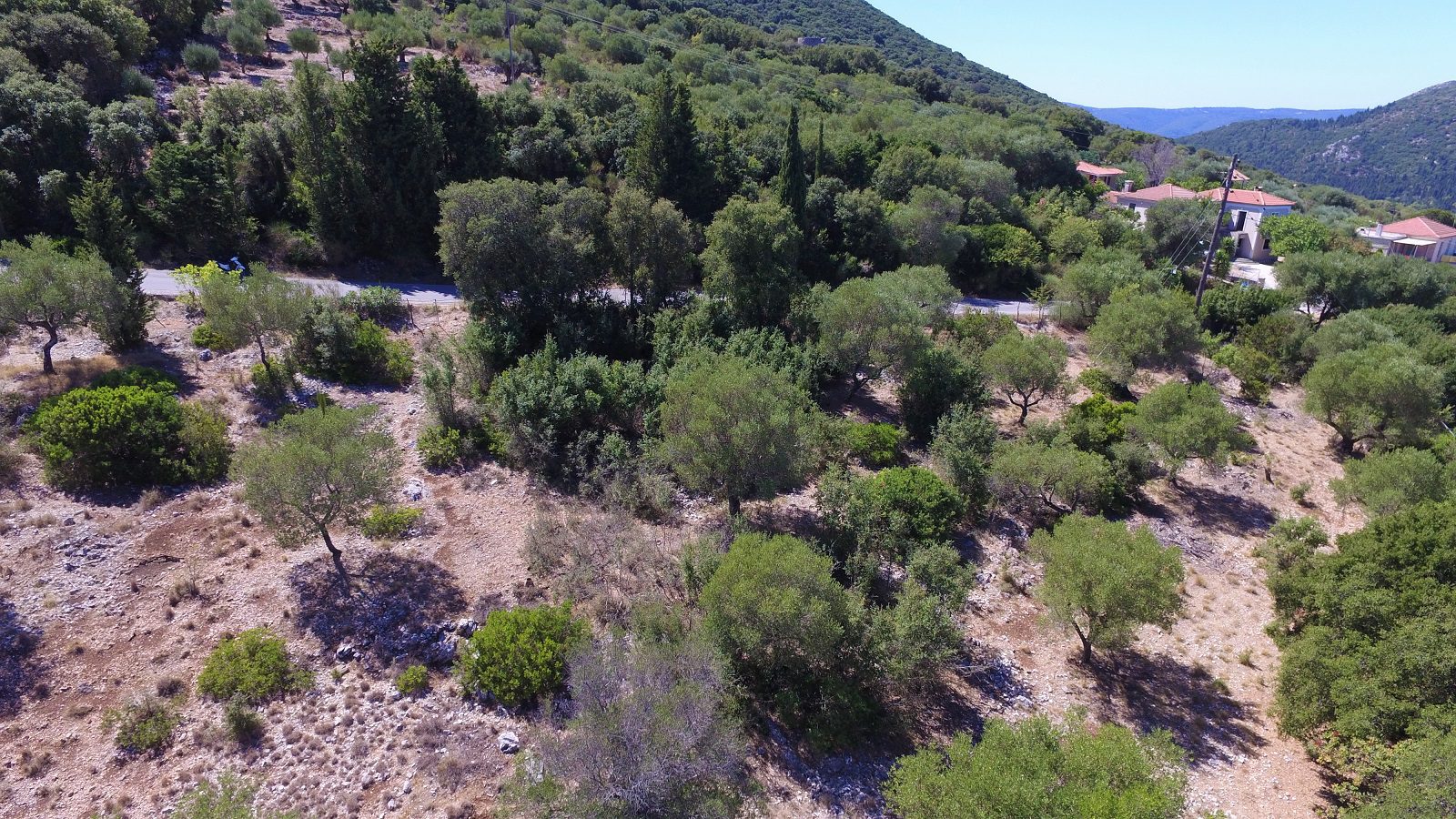 Aerial landscape view from land for sale in Ithaca Greece Stavros