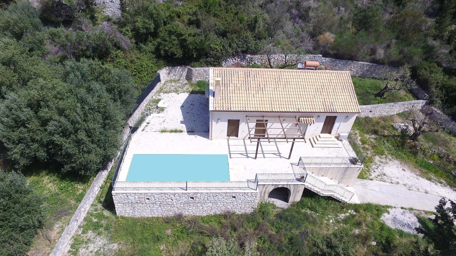 Aerial view of house for sale in ithaca Greece, Lefki
