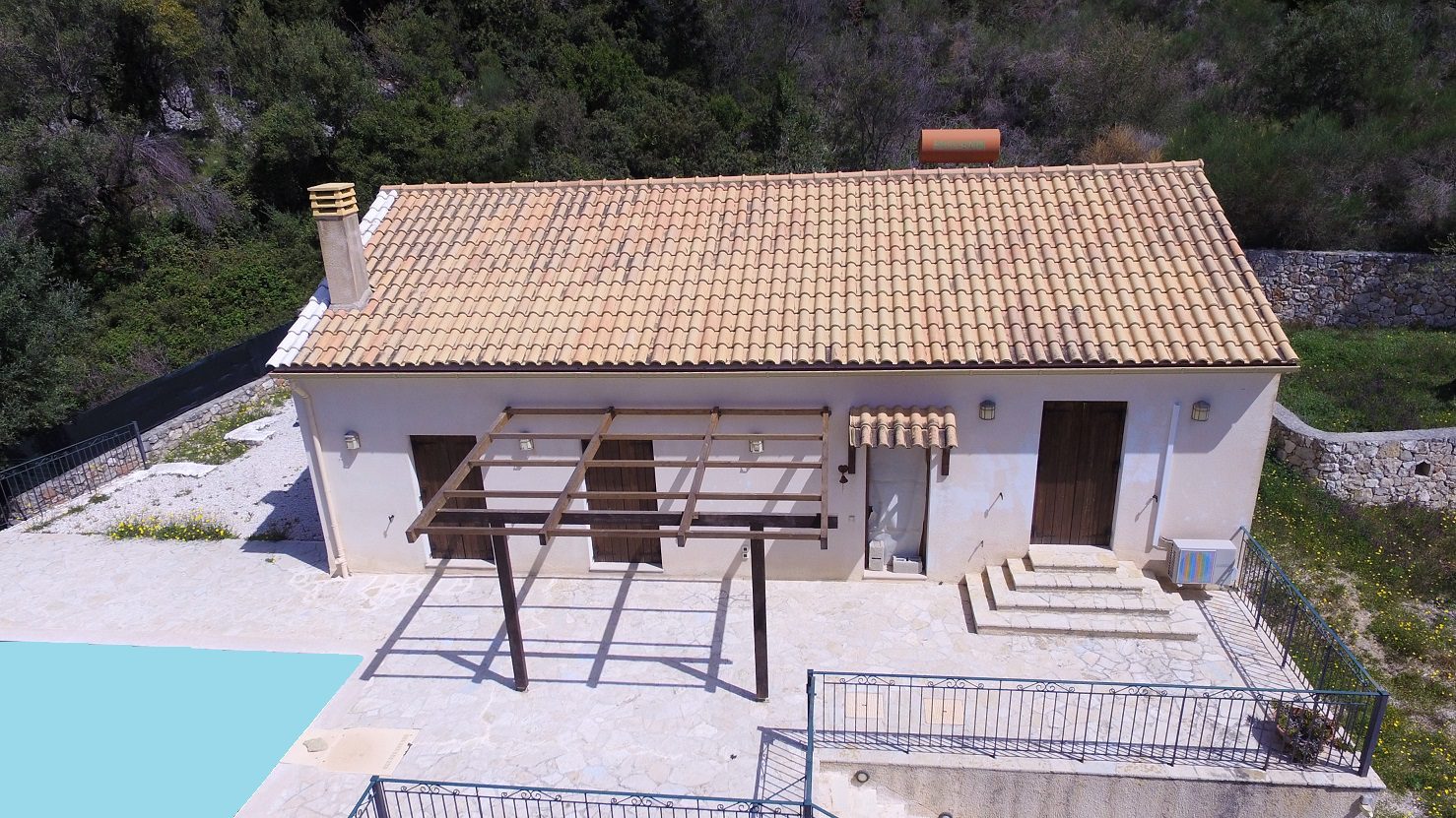 Aerial view of house for sale in ithaca Greece, Lefki