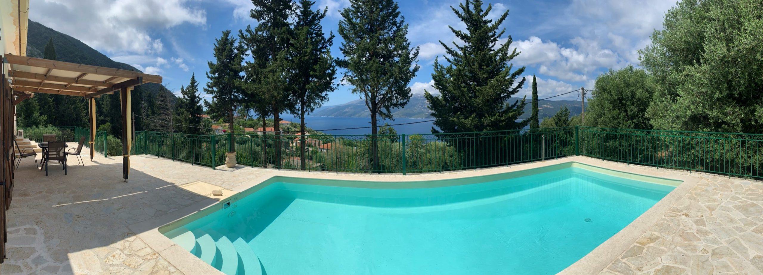 Swimming pool area of property for sale on Ithaca Greece, Lefki