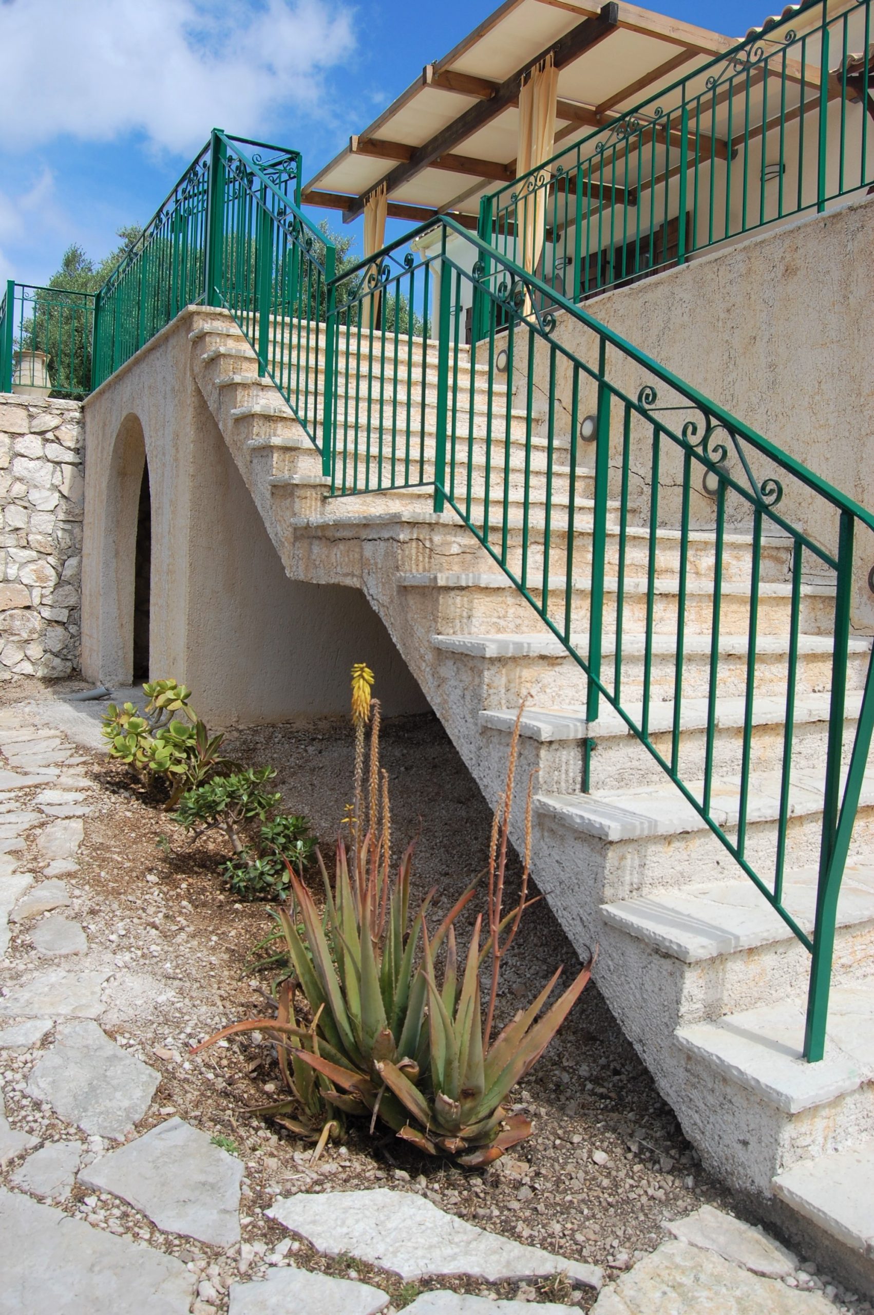 Stairs to property for sale on Ithaca Greece, Lefki