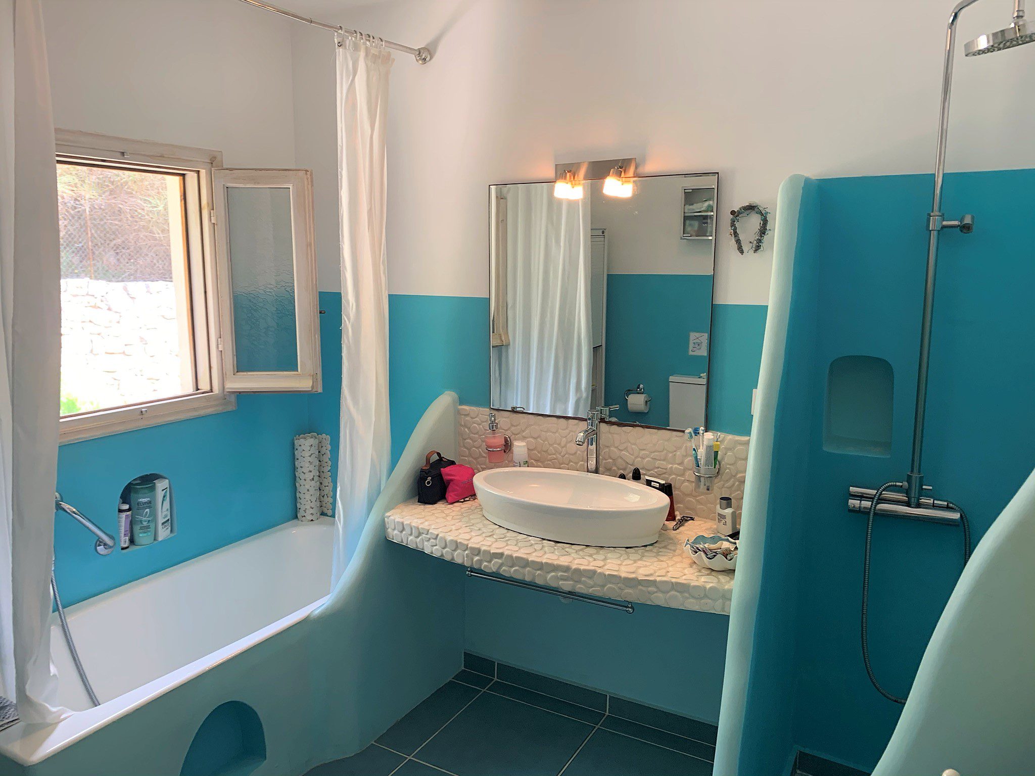 Interior bathroom of house for sale in Ithaca Greece Lefki