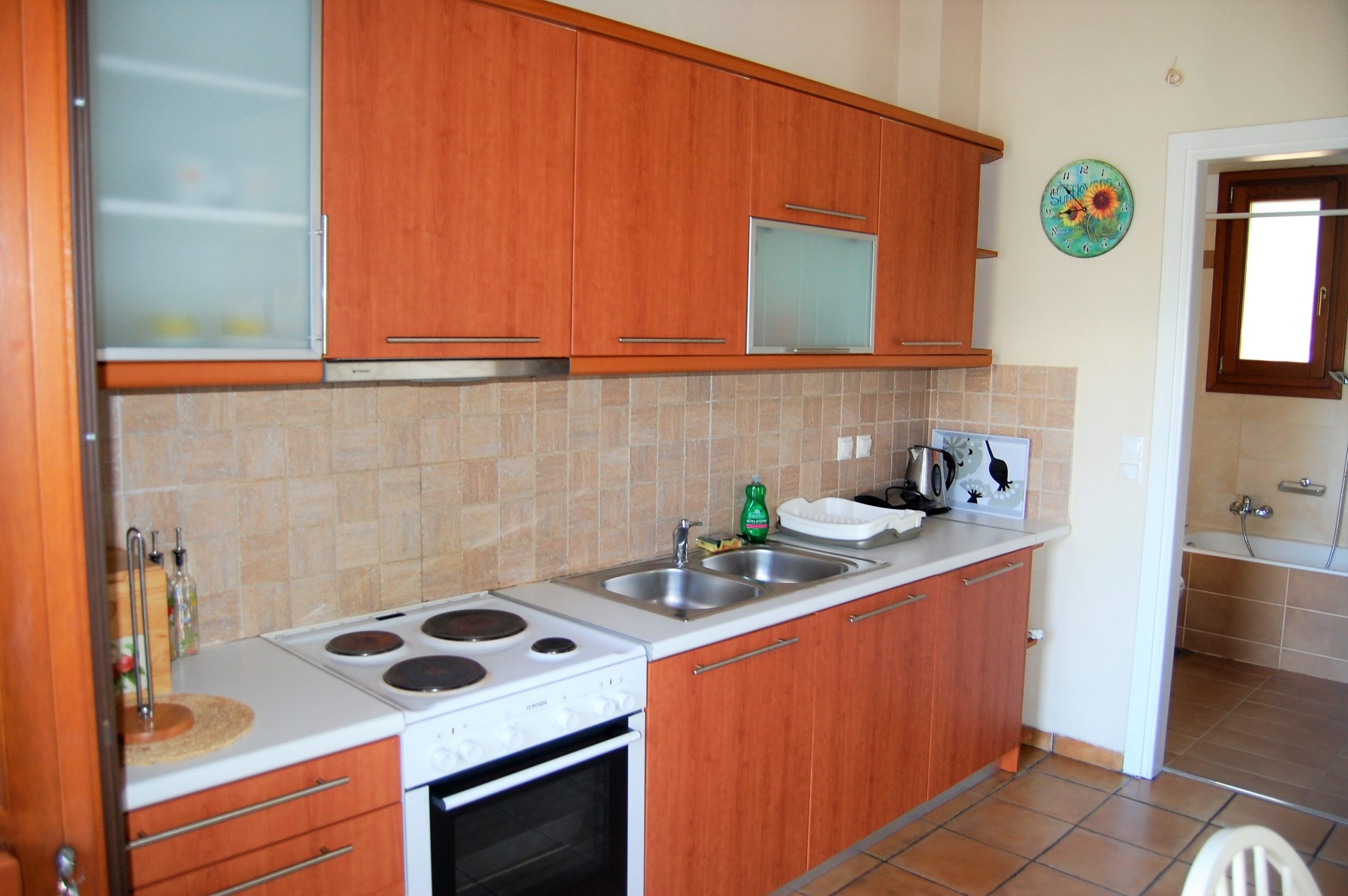 Interior kitchen of holiday house for rent in Ithaca Greece, Frikes