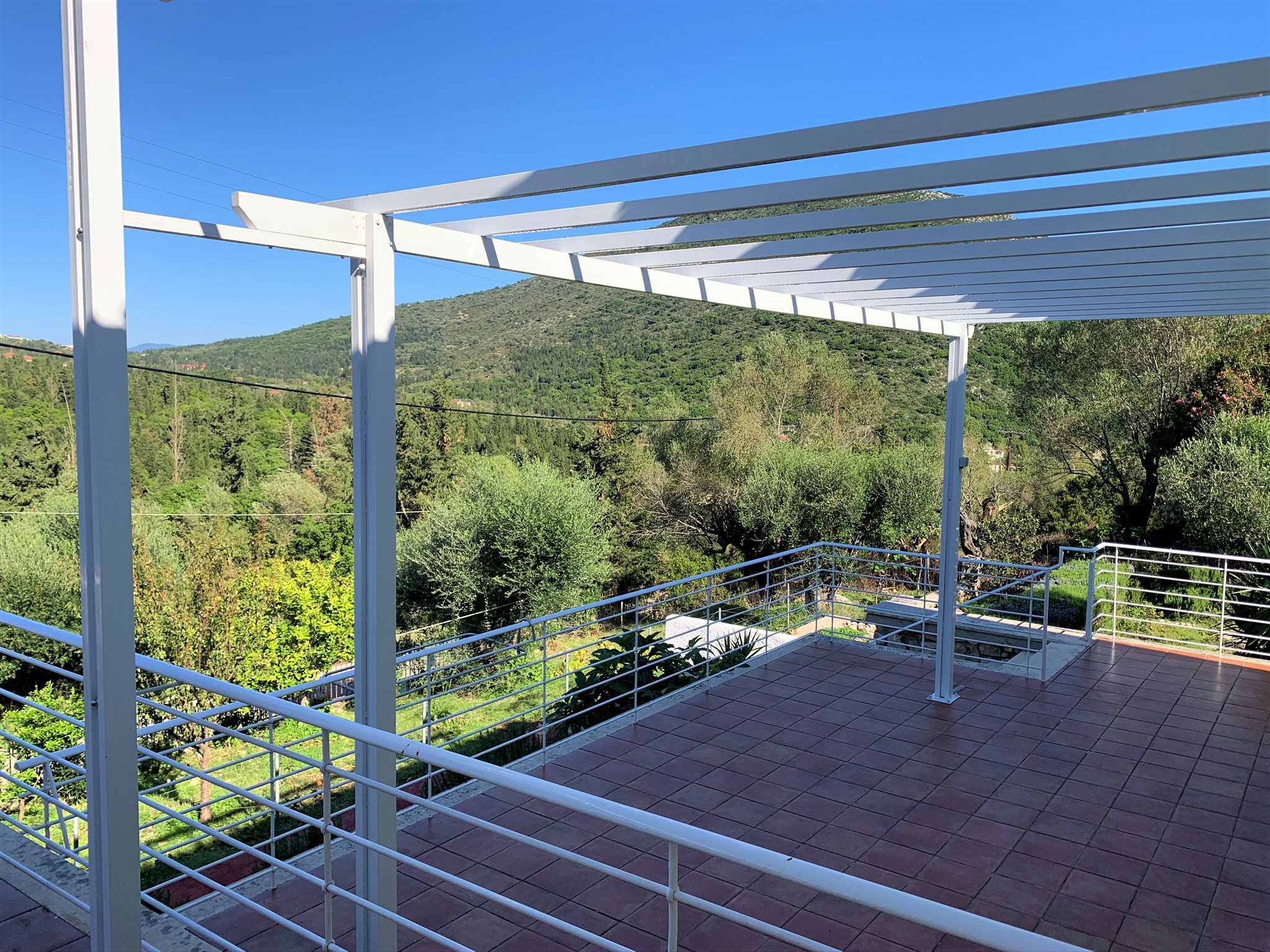 landscape view and garden of holiday house for rent in Ithaca Greece, Frikes