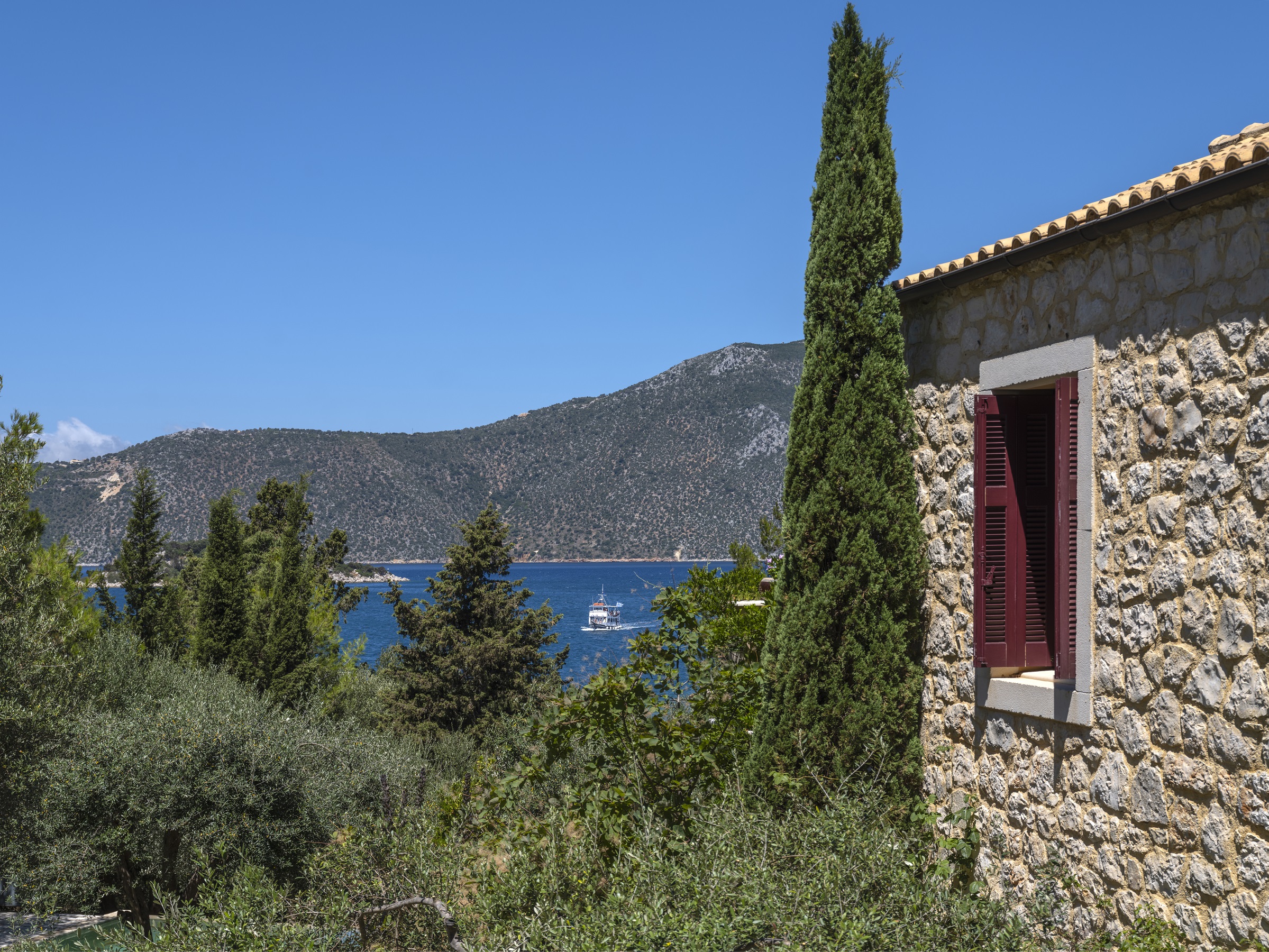 Θέα από το σπίτι προς ενοικίαση στην Ιθάκα Ελλάδα Βαθύ