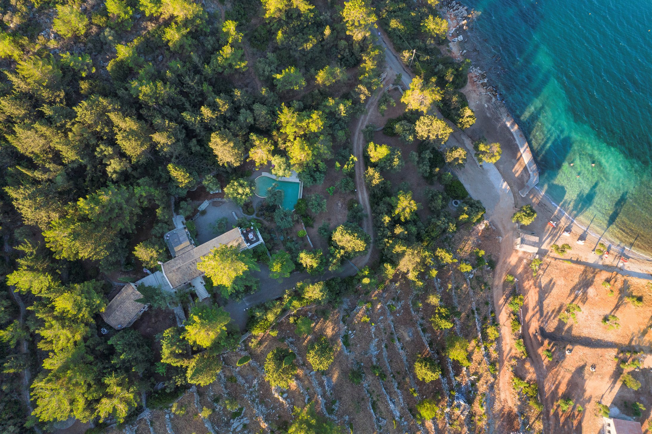 Aerial view of house for rent Ithaca Greece, Vathi