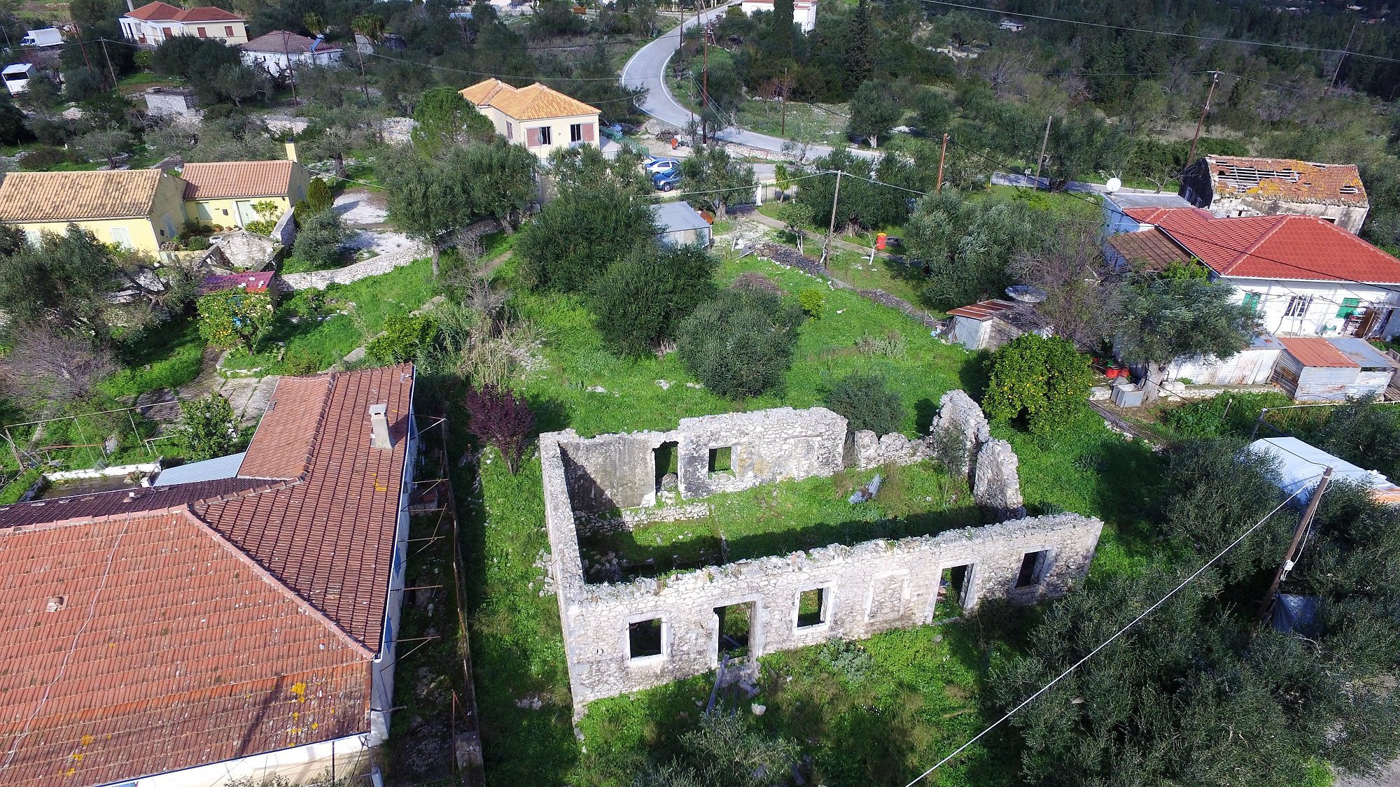 Aerial view of land for sale Ithaca Greece, Lahos