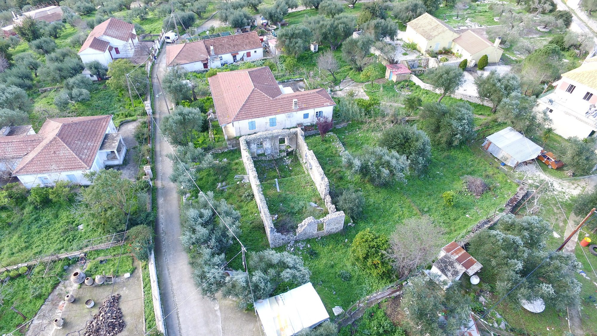 Aerial view of land for sale Ithaca Greece, Lahos