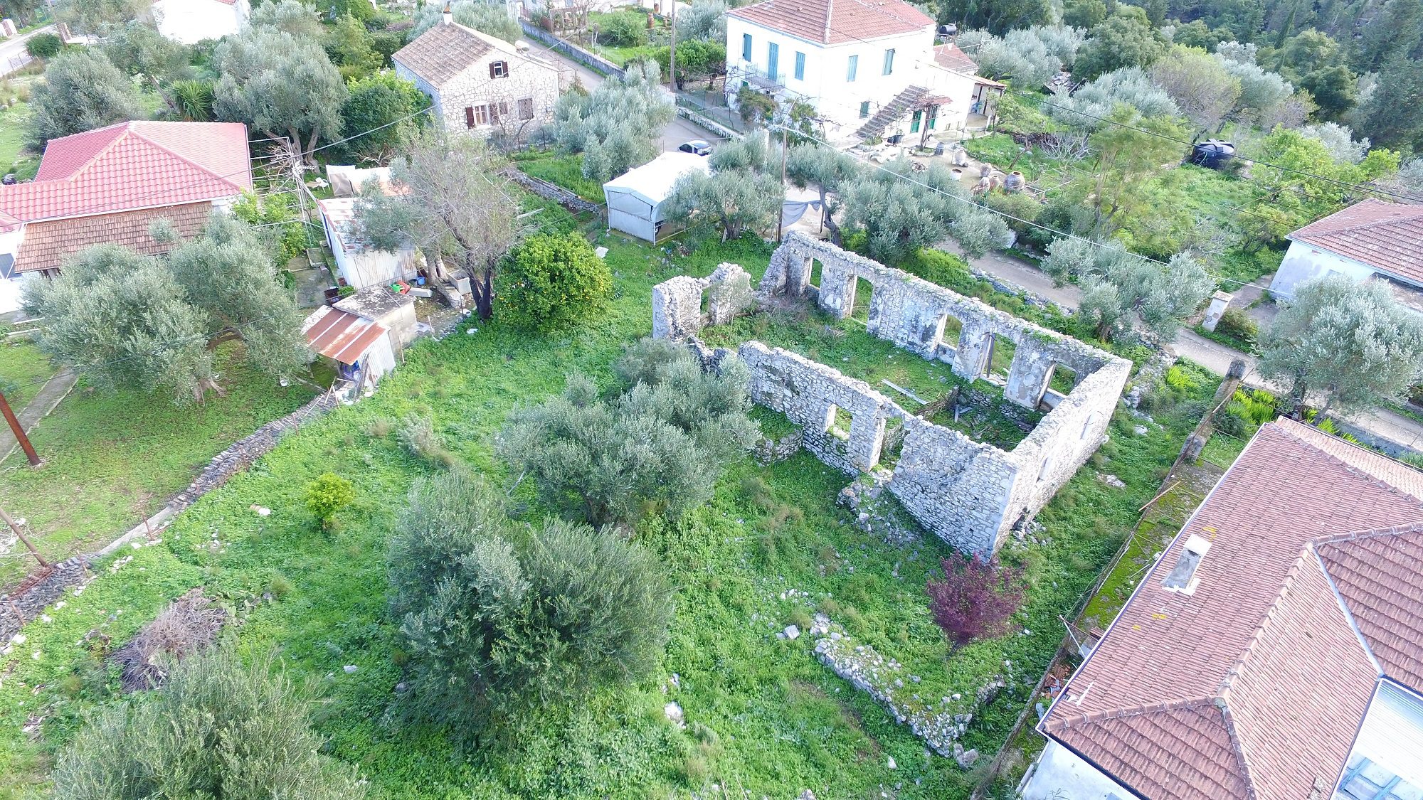 Aerial view of land for sale Ithaca Greece, Lahos