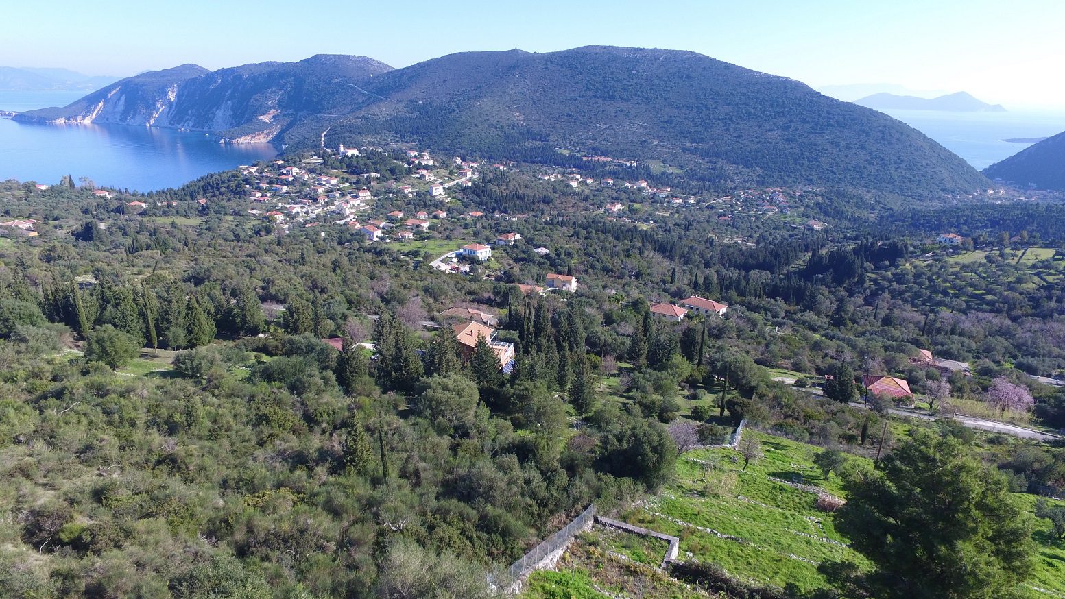 Aerial view of land for sale Ithaca Greece, Exoghi