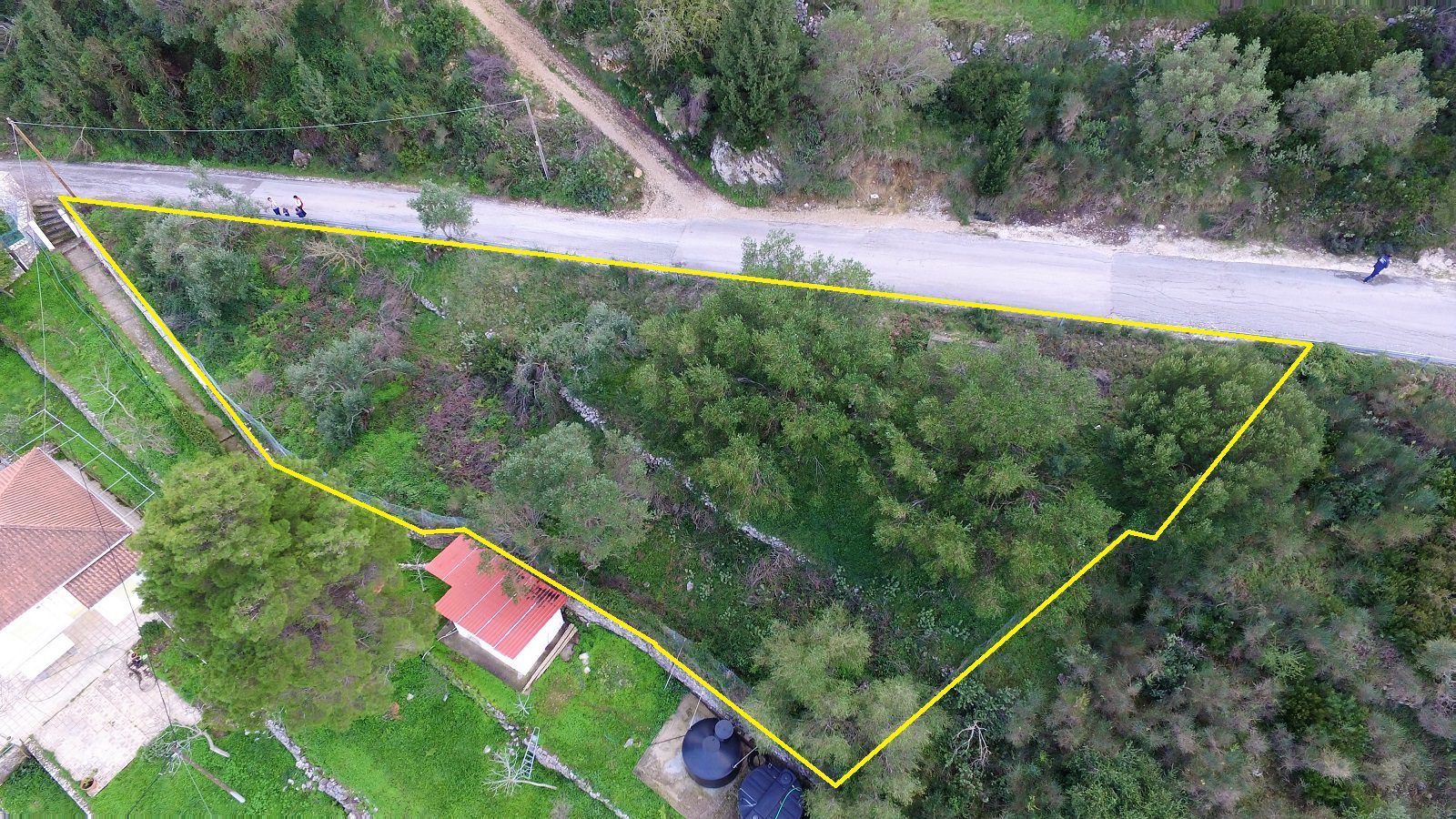 Aerial view and border of land for sale Ithaca Greece, Exoghi