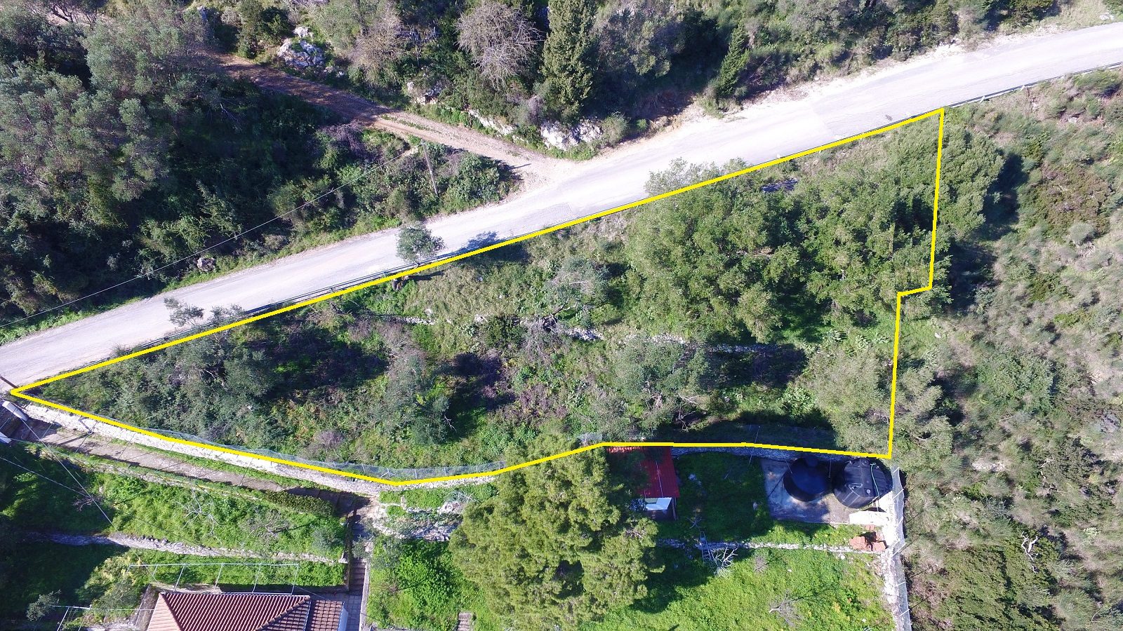 Aerial view and border of land for sale Ithaca Greece, Exoghi