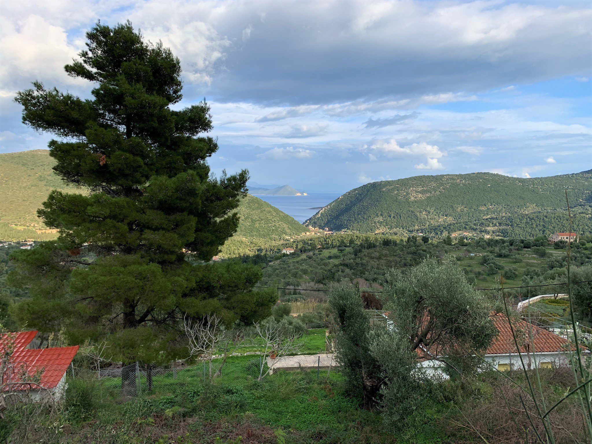Landscape terrain and sea view of land for sale Ithaca Greece Exoghi