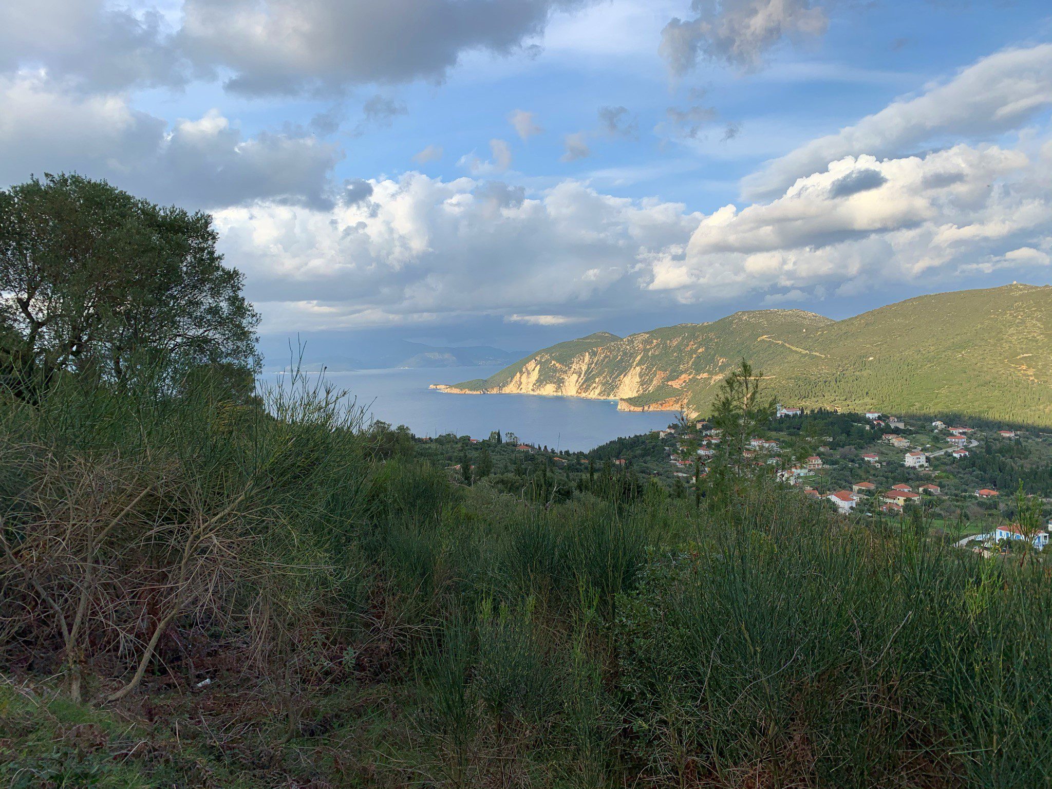 Landscape terrain and sea view of land for sale Ithaca Greece Exoghi