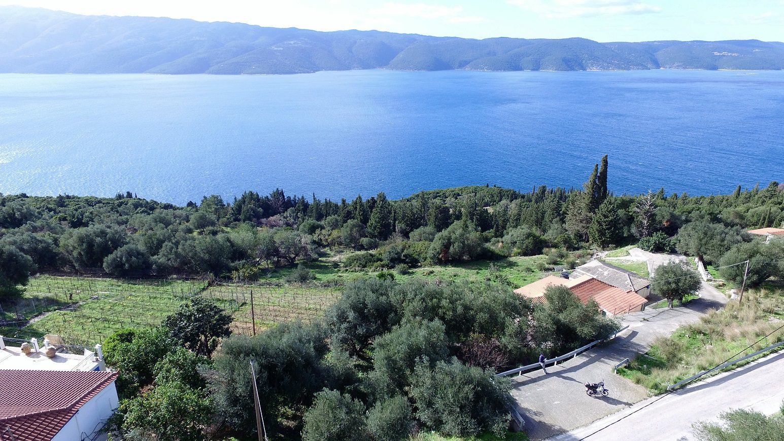 Sea view of house with ruin for sale in Ithaca Greece Lefki