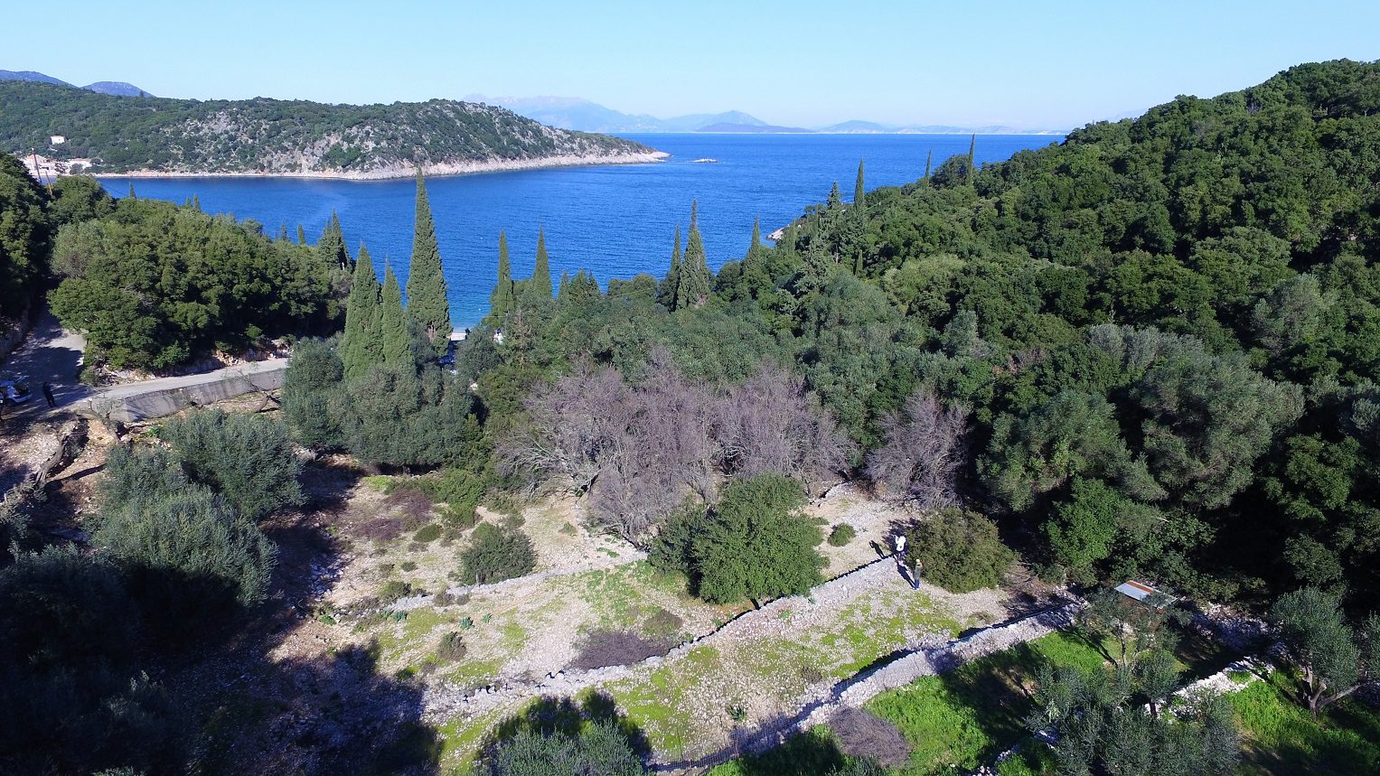 Aerial view of land for sale in Ithaca Greece, Kioni