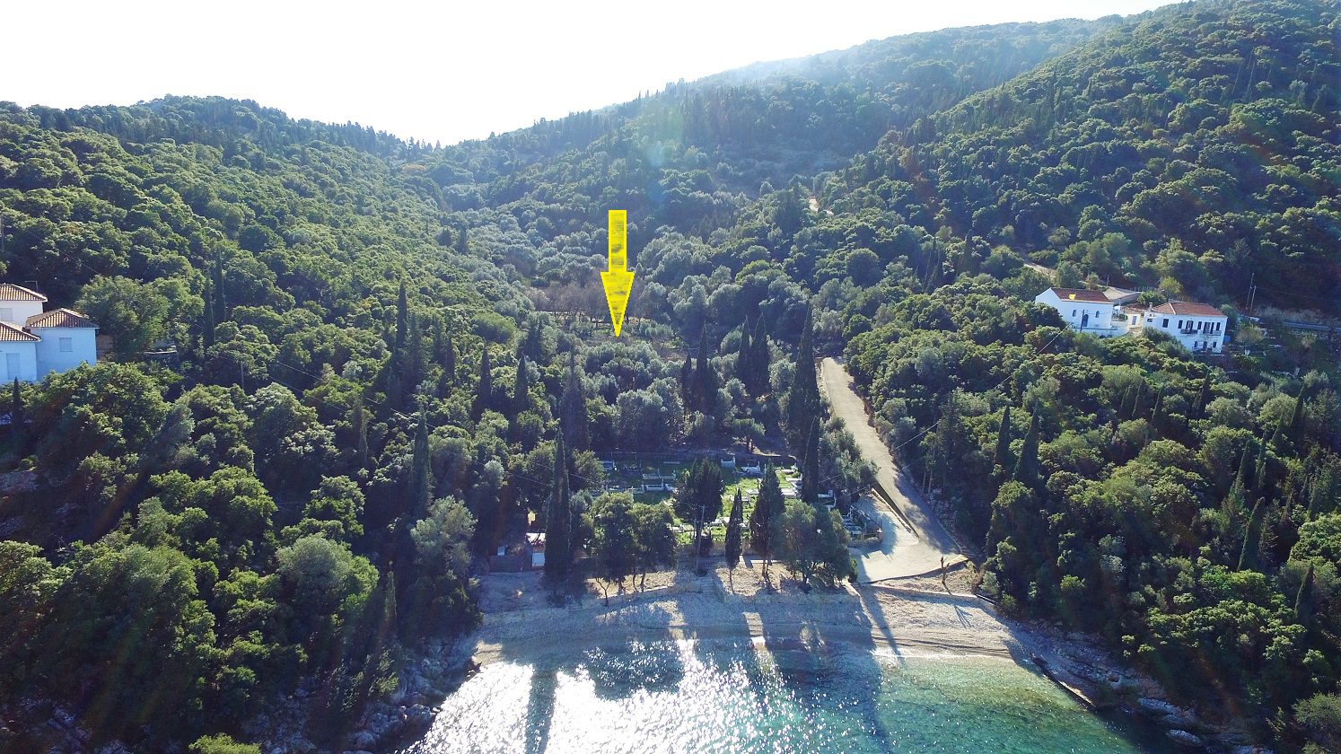 Aerial view of land for sale in Ithaca Greece, Kioni