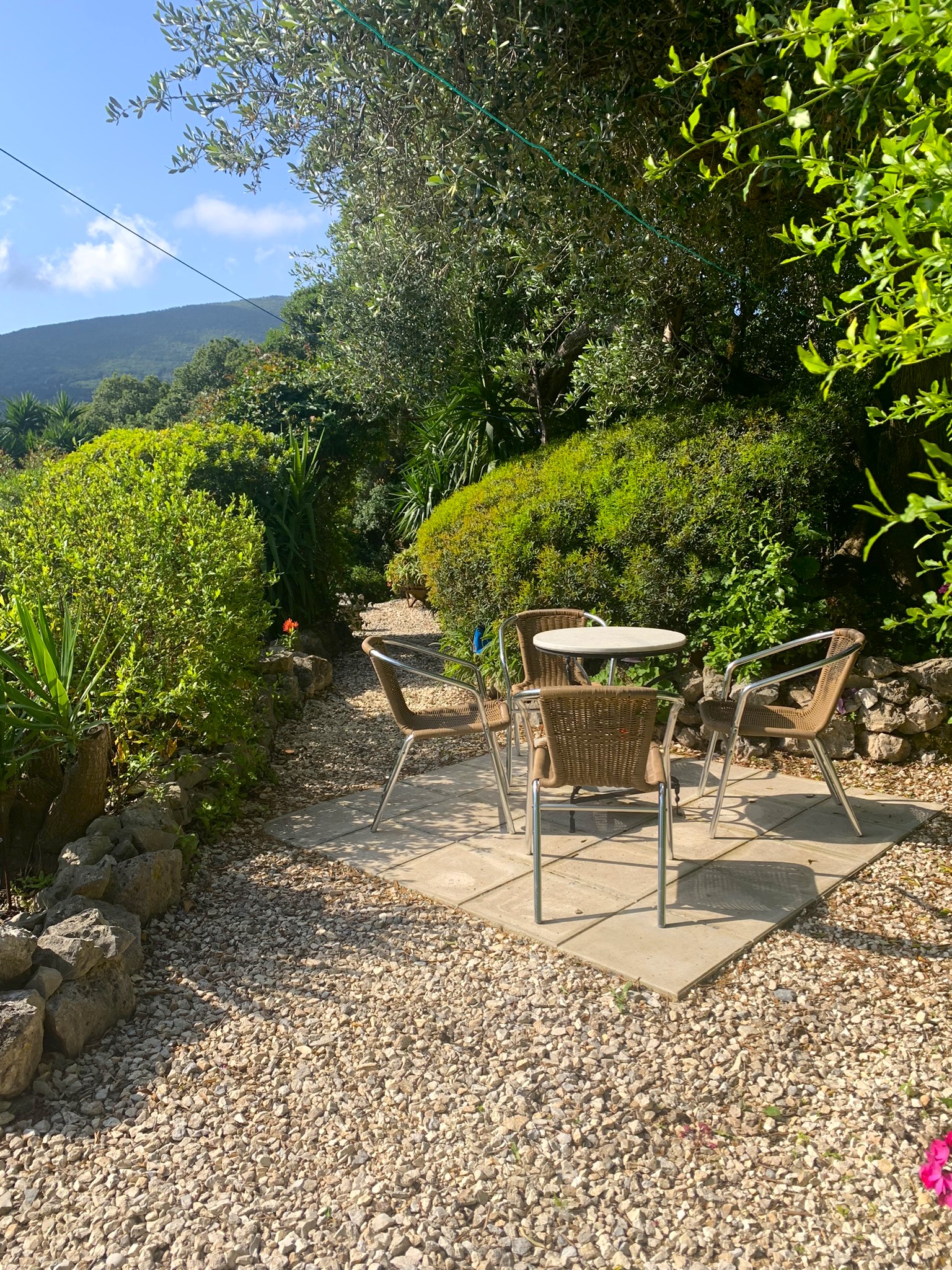 Garden table of house for sale in Ithaca Greece, Lahos
