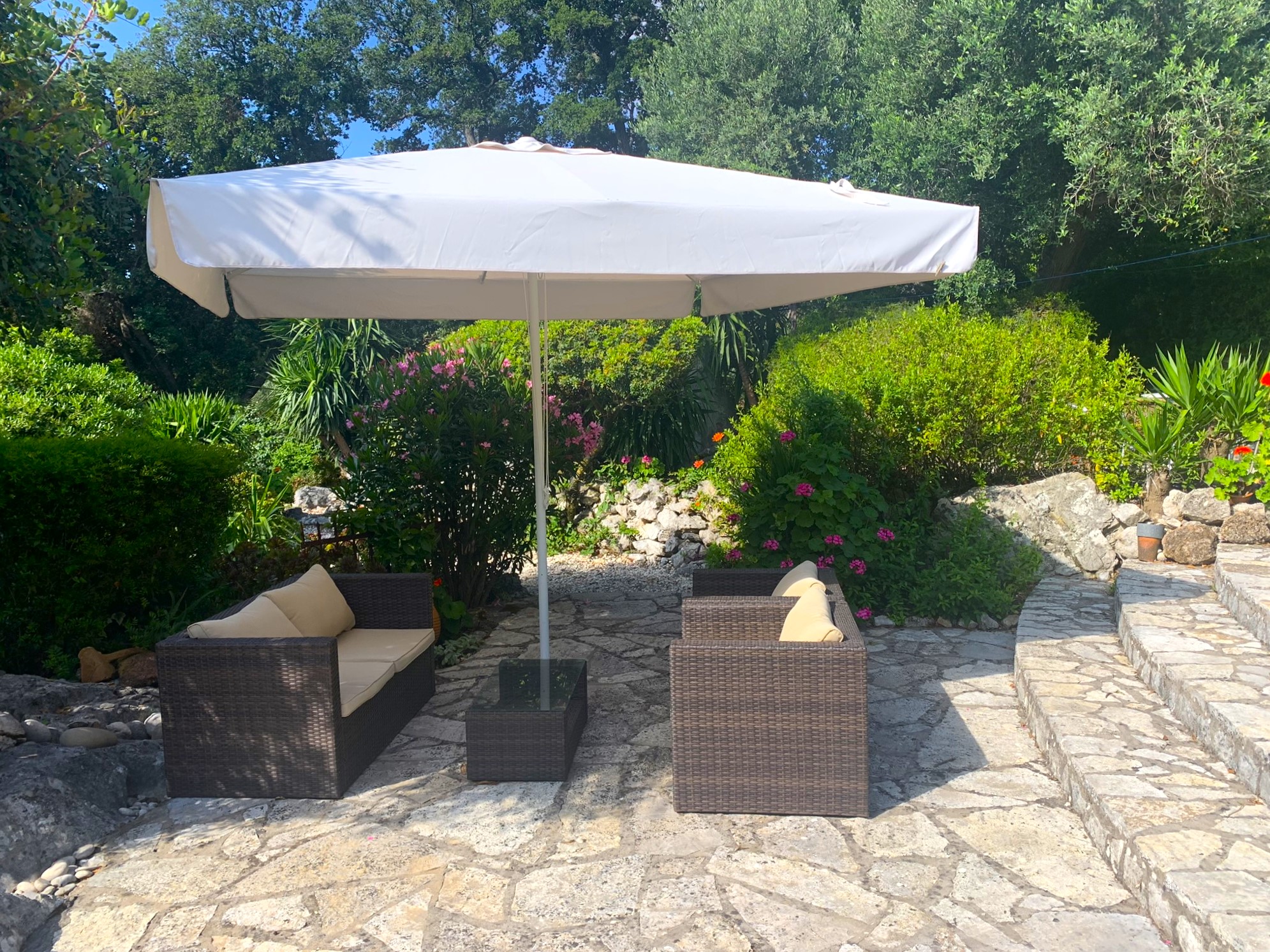 Garden patio of house for sale in Ithaca Greece, Lahos