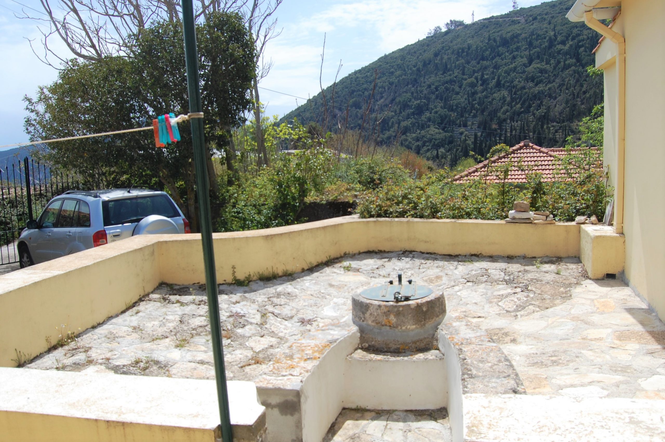 Outside courtyard of house for sale in Ithaca Greece, Exoghi